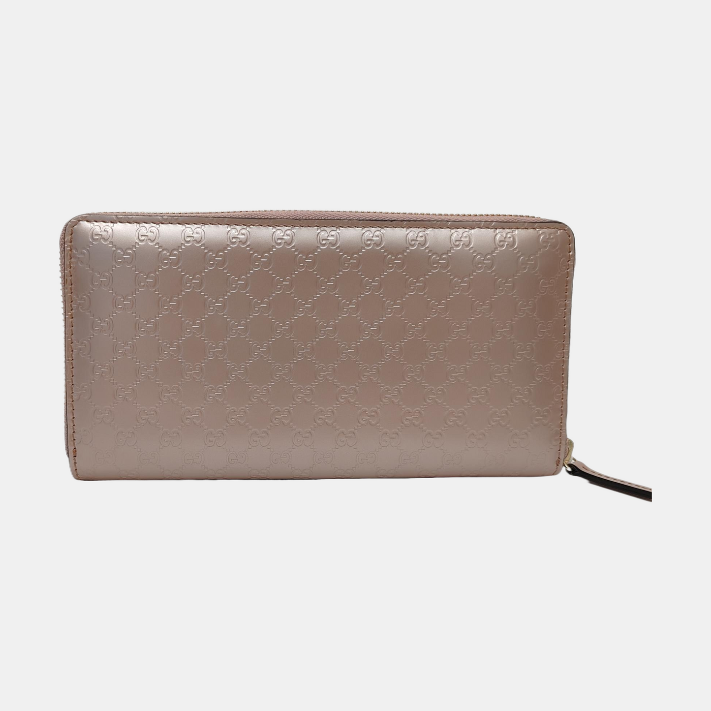 GUCCI Pink Patent Leather Monogram Embossed Wallet Golden hardware-(SKU)-955940441