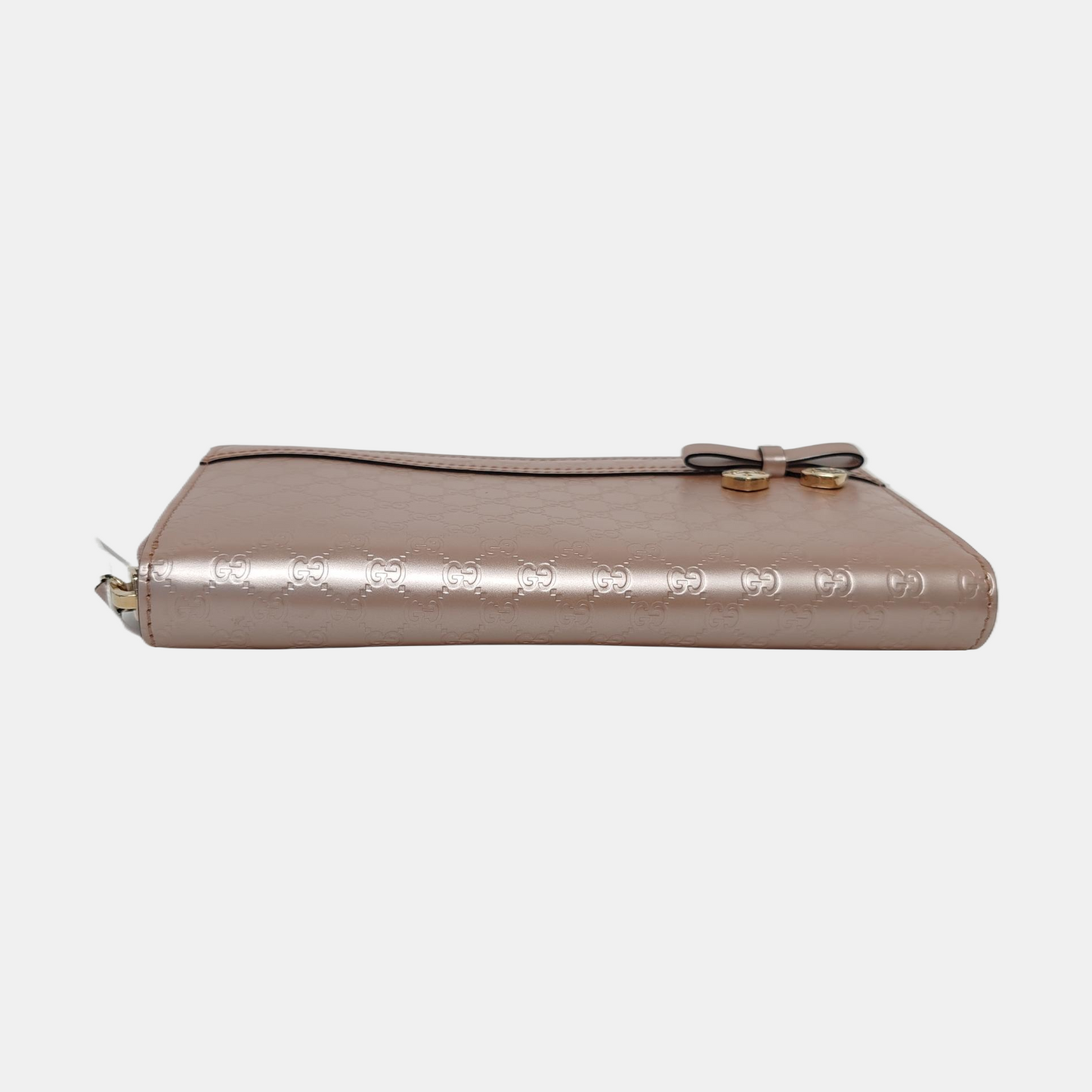 GUCCI Pink Patent Leather Monogram Embossed Wallet Golden hardware-(SKU)-955940441