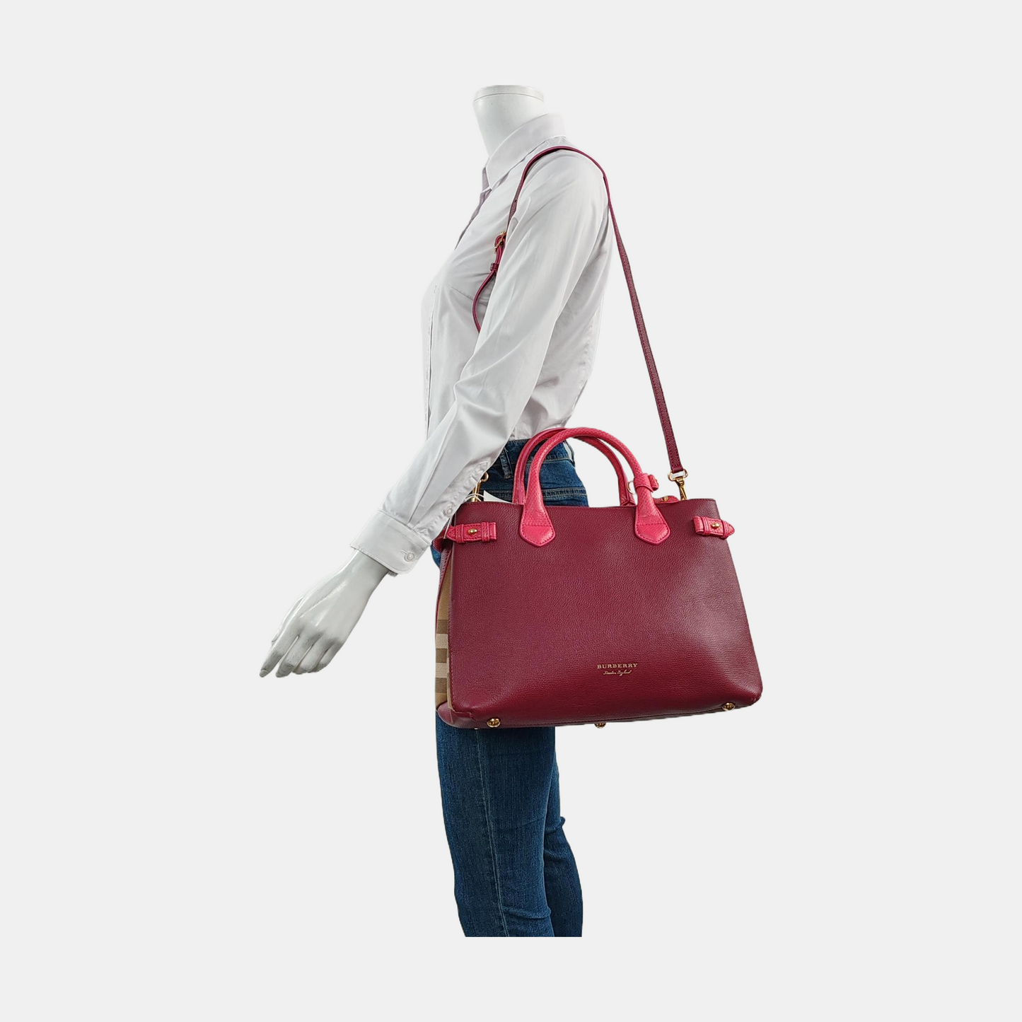 BURBERRY The Banner Medium size Red Cowhide Single Shoulder Bag Handbag Crossbody Bag Golden hardware Removable shoulder strap-(SKU)-955854849