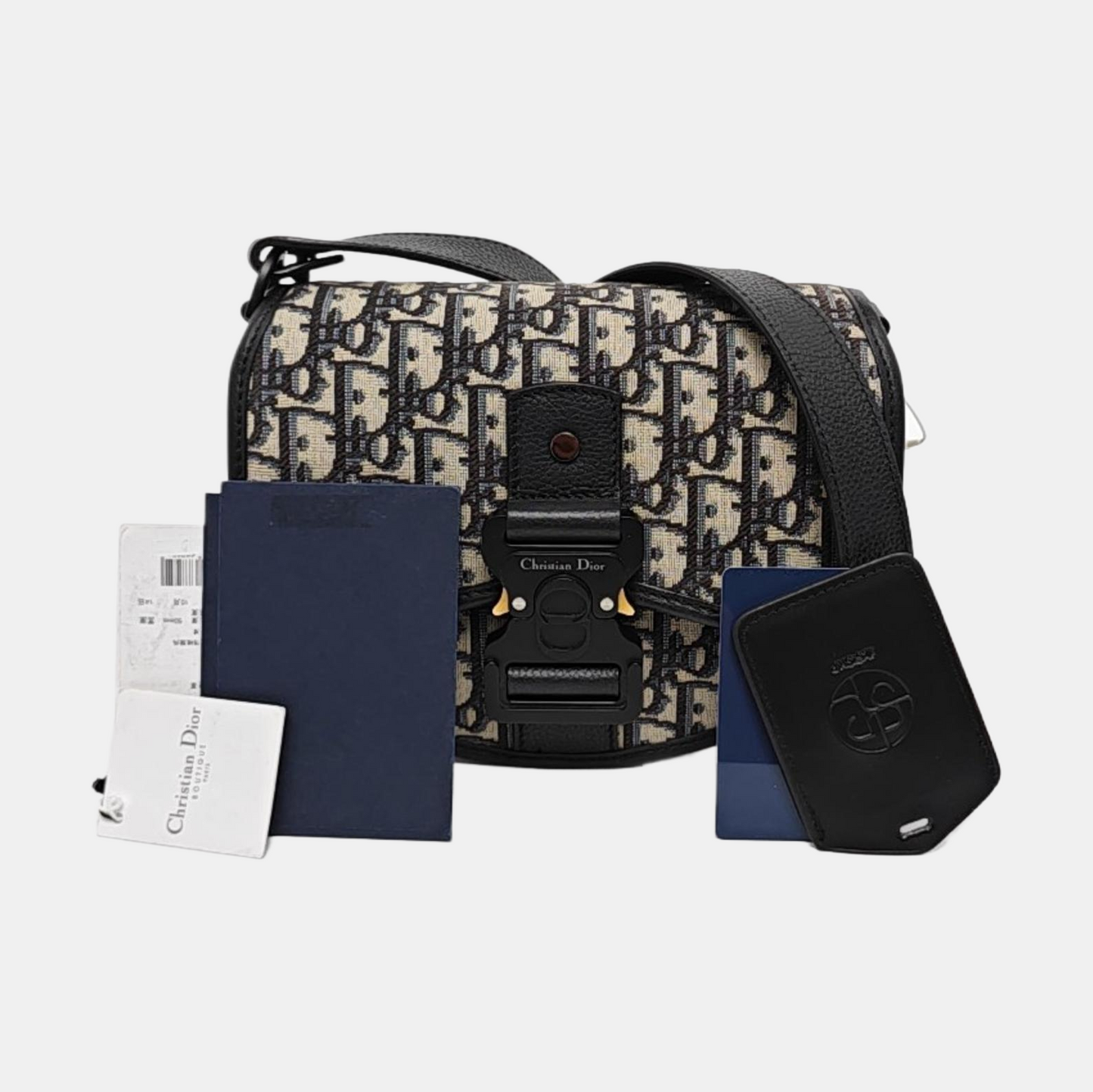 DIOR Gallop Black Canvas Monogram Crossbody Bag Single Shoulder Bag Removable Shoulder Straps-(SKU)-955894227