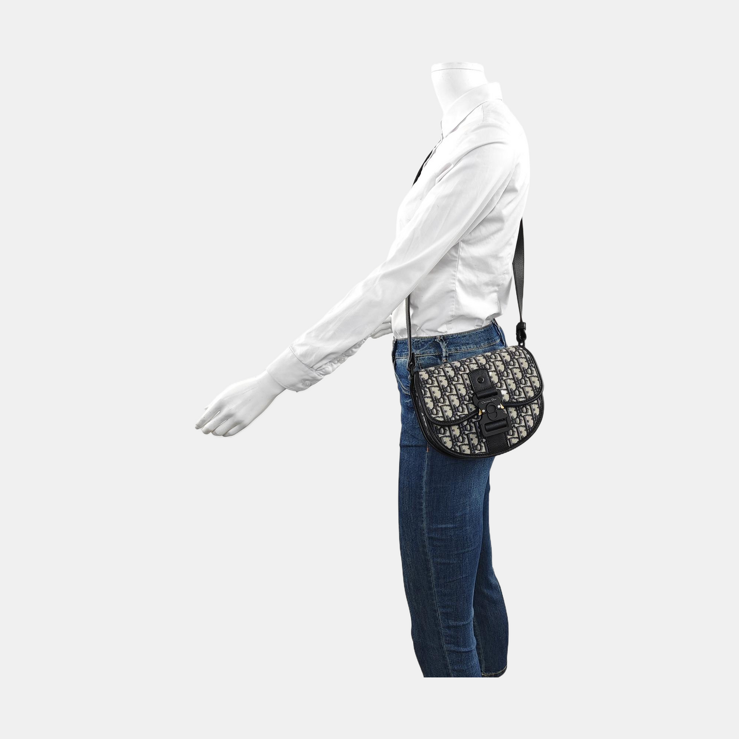 DIOR Gallop Black Canvas Monogram Crossbody Bag Single Shoulder Bag Removable Shoulder Straps-(SKU)-955894227
