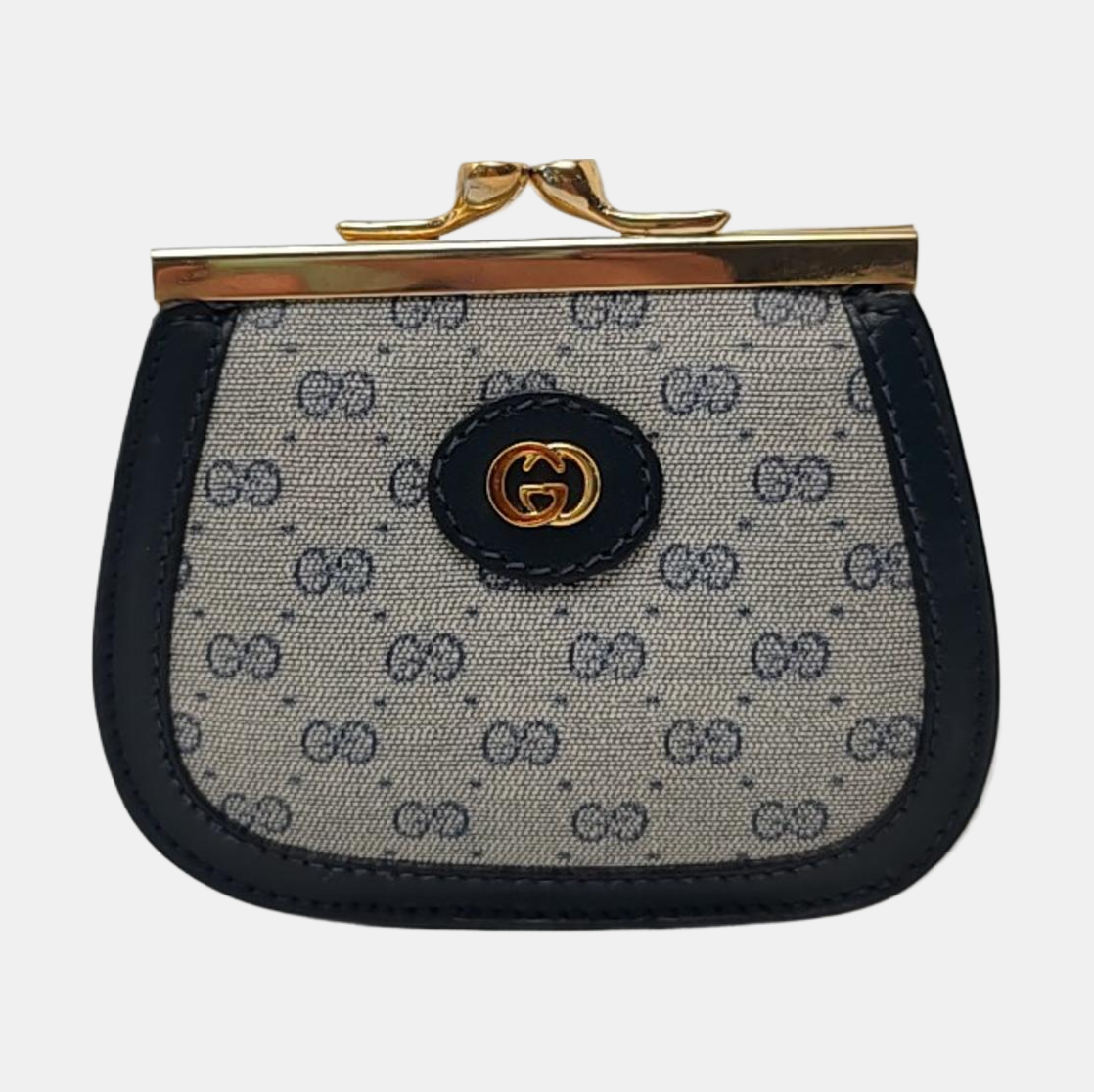GUCCI Grey Canvas Monogram Mini Coin Purse Golden hardware-(SKU)-955832348