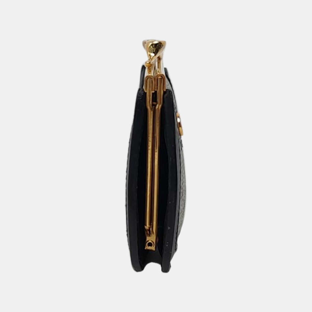 GUCCI Grey Canvas Monogram Mini Coin Purse Golden hardware-(SKU)-955832348