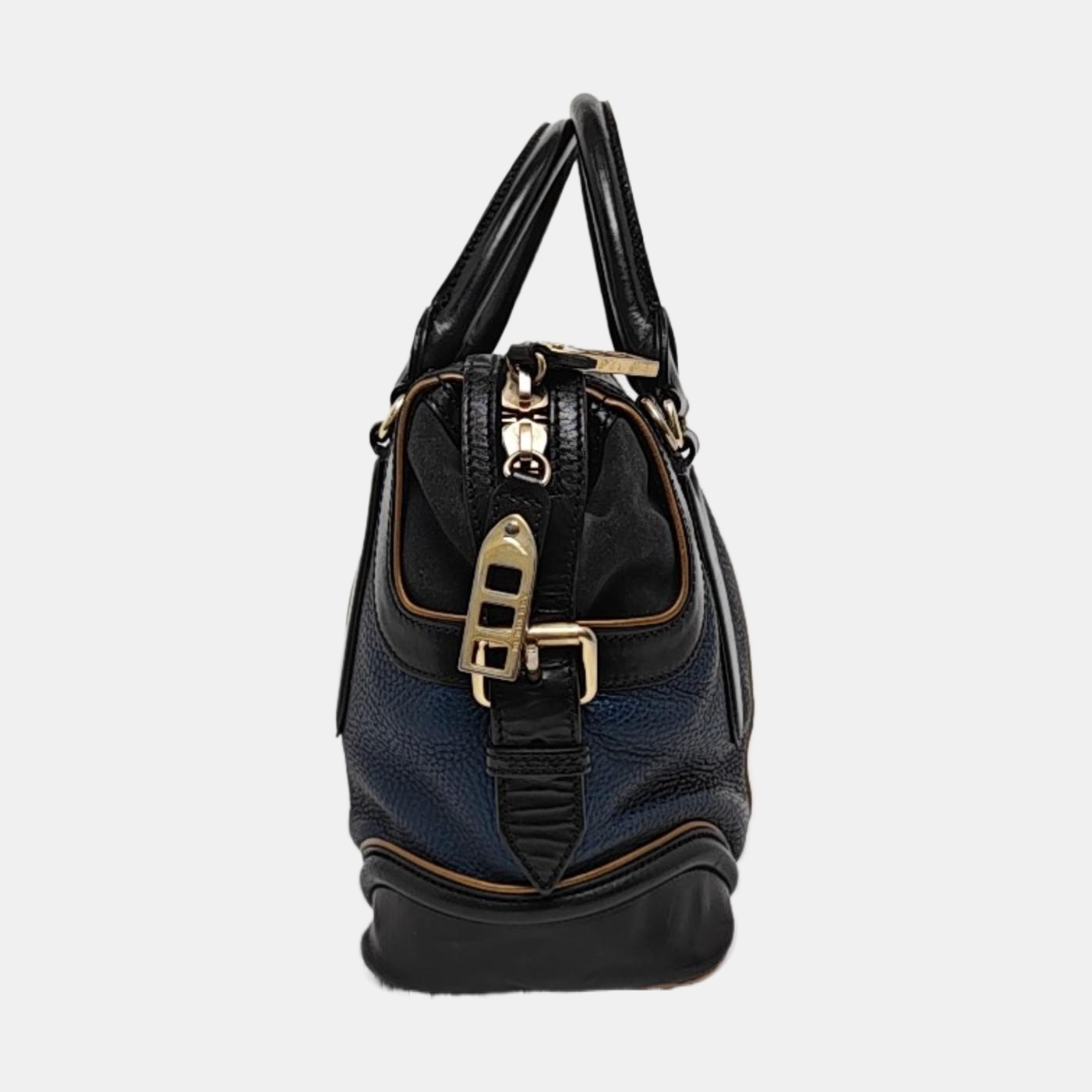 BURBERRY Tote bag Black leather handbag Golden Silver Hardware-(SKU)-955892032
