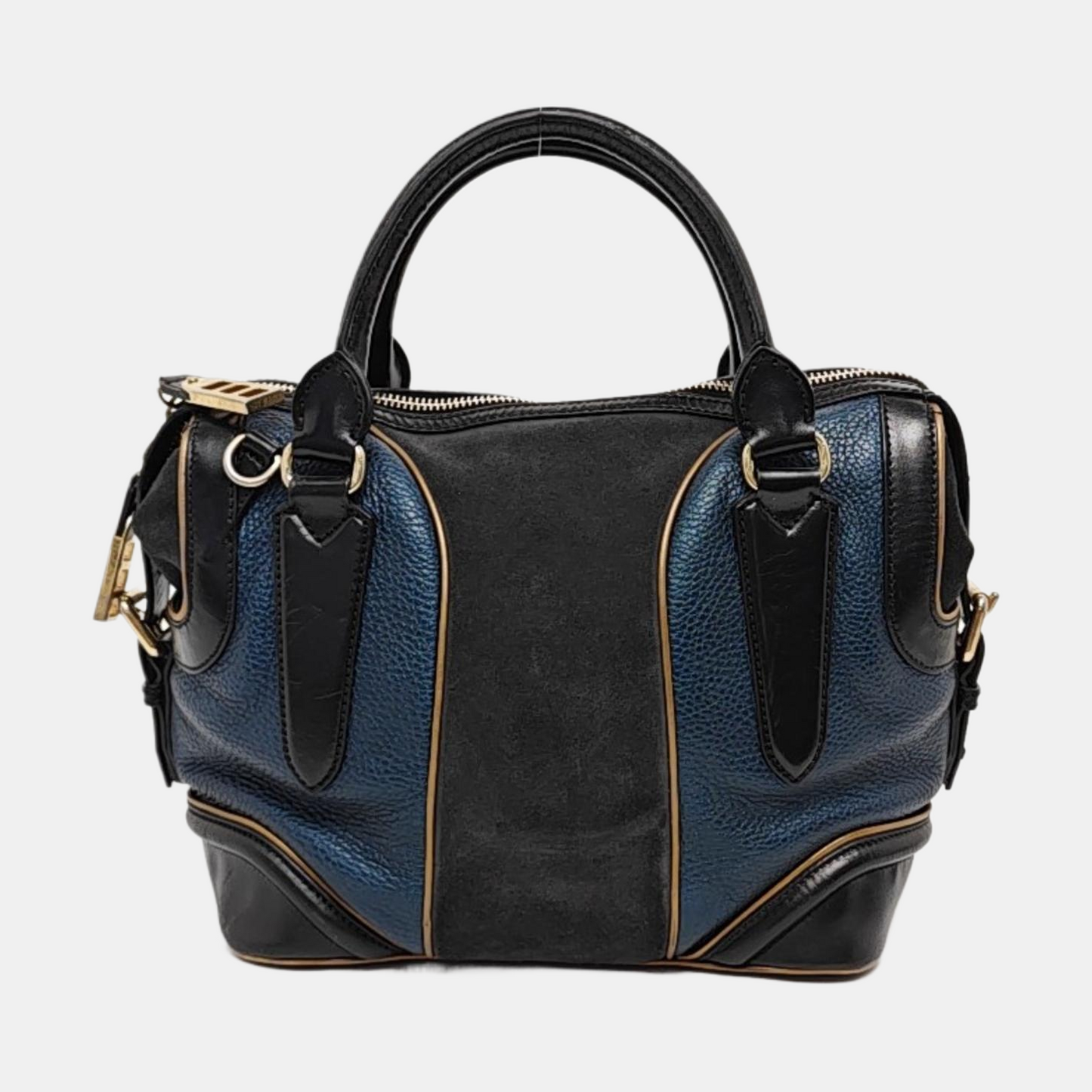 BURBERRY Tote bag Black leather handbag Golden Silver Hardware-(SKU)-955892032