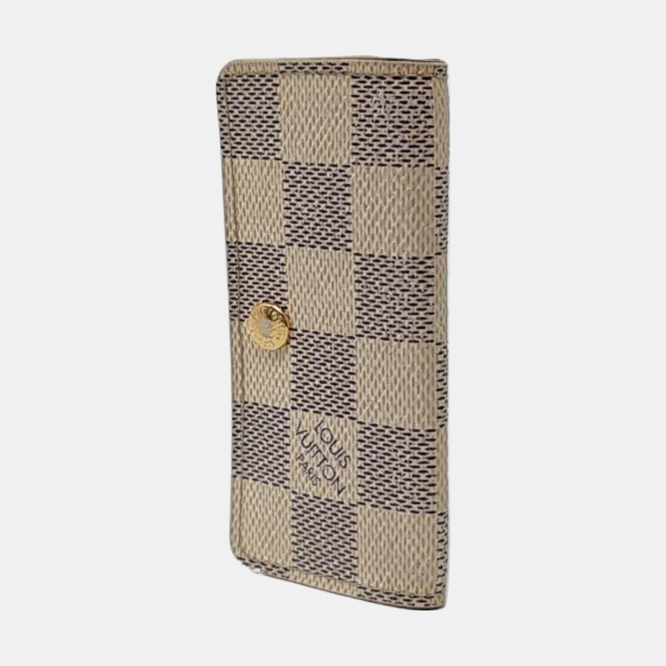 LOUIS VUITTON White Coated Canvas Checkerboard Key Case Golden hardware-(SKU)-955829929