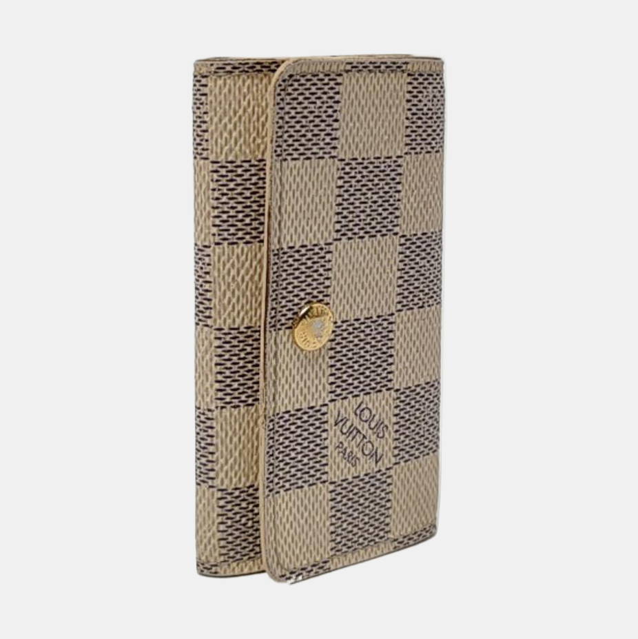 LOUIS VUITTON White Coated Canvas Checkerboard Key Case Golden hardware-(SKU)-955829929