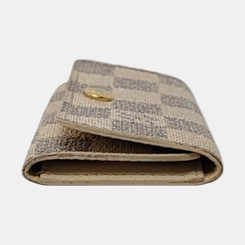LOUIS VUITTON White Coated Canvas Checkerboard Key Case Golden hardware-(SKU)-955829929