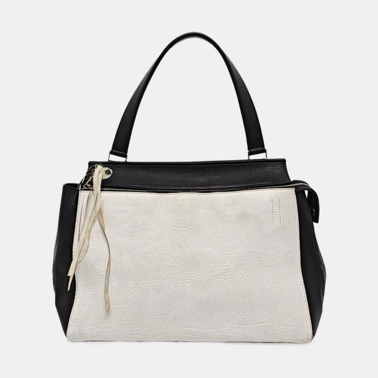 CELINE EDGE Medium size White Leather Handbag Silver Hardware-(SKU)-956017096