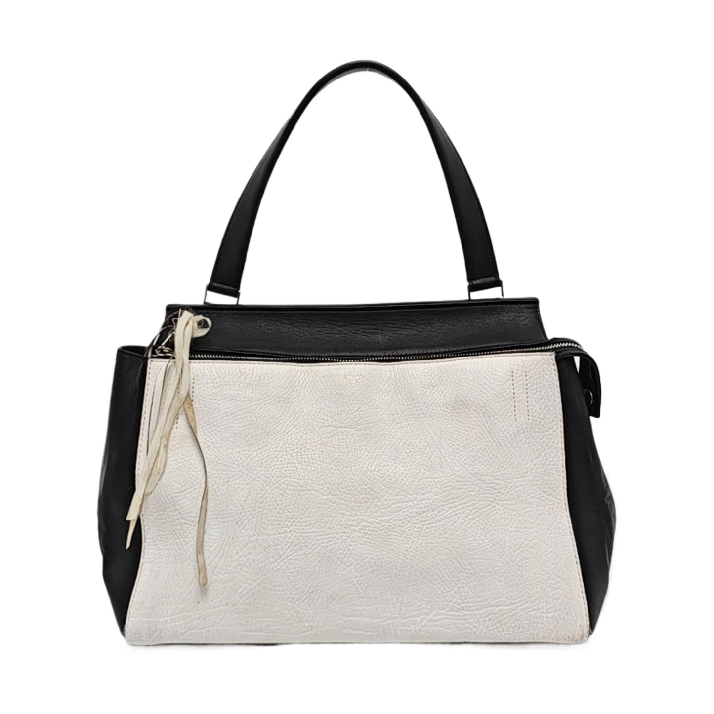 CELINE EDGE Medium size White Leather Handbag Silver Hardware-(SKU)-956017096