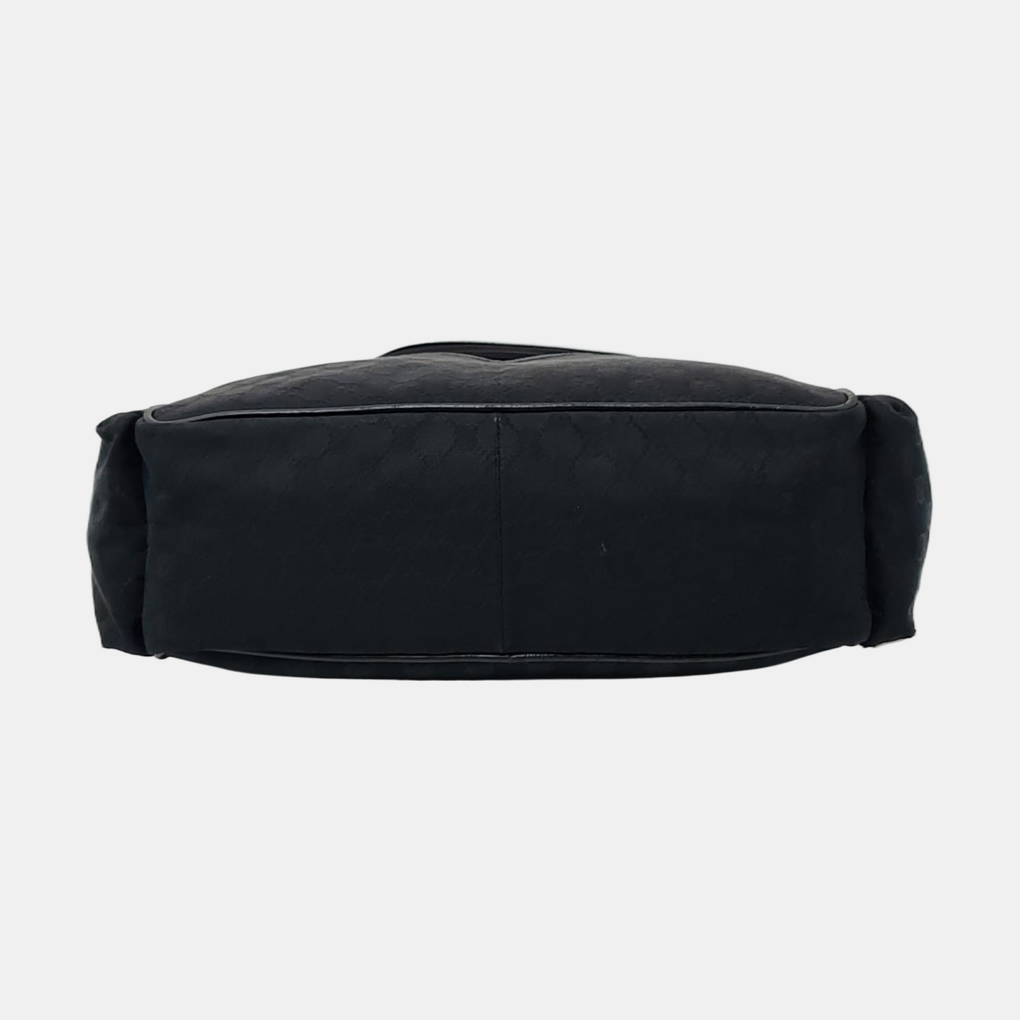 GUCCI Black Canvas Monogrammed Crossbody Shoulder Bag Silver Hardware-(SKU)-956075743
