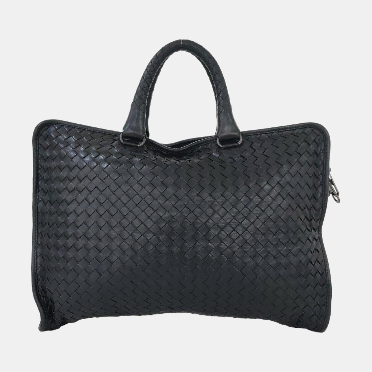 BOTTEGA VENETA Black Cowhide Braided Handbag Black hardware-(SKU)-955793328