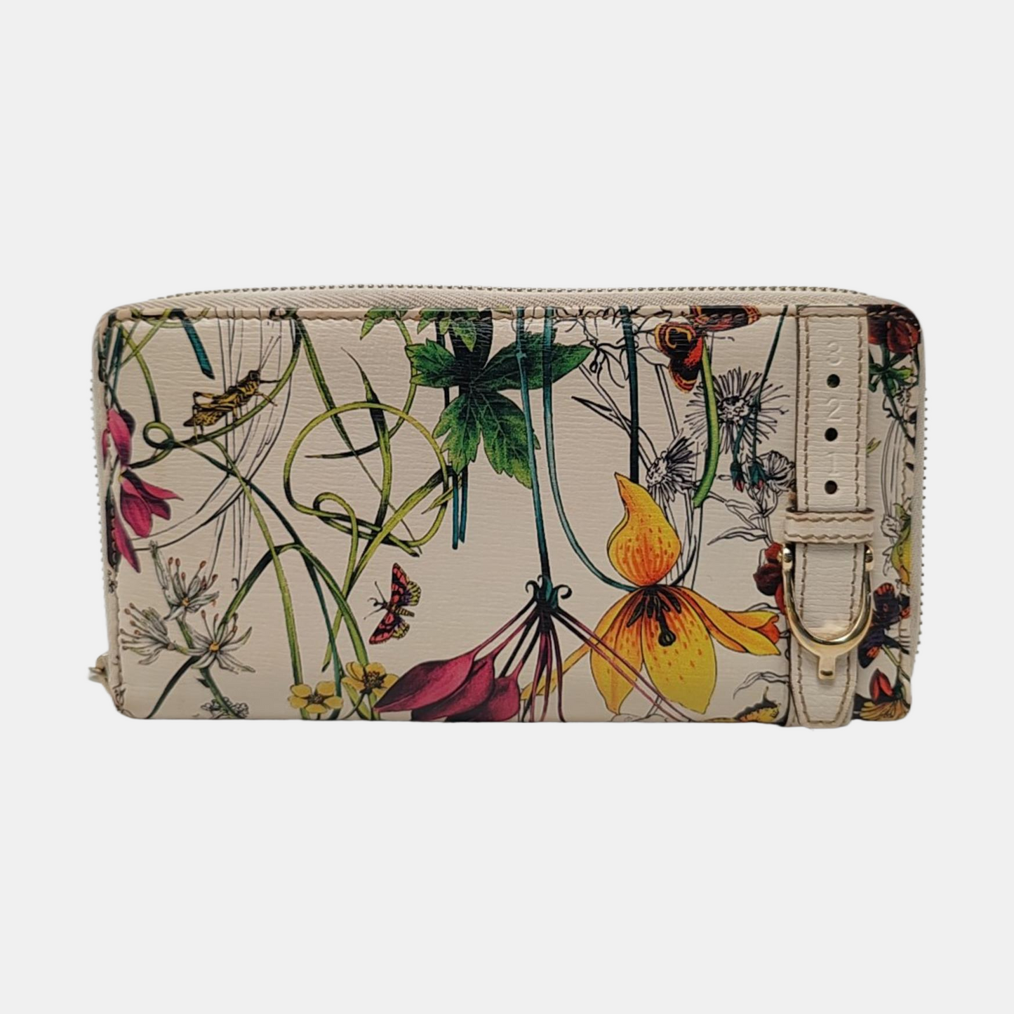 GUCCI Beige Cowhide Printed Wallet Golden hardware-(SKU)-955892936