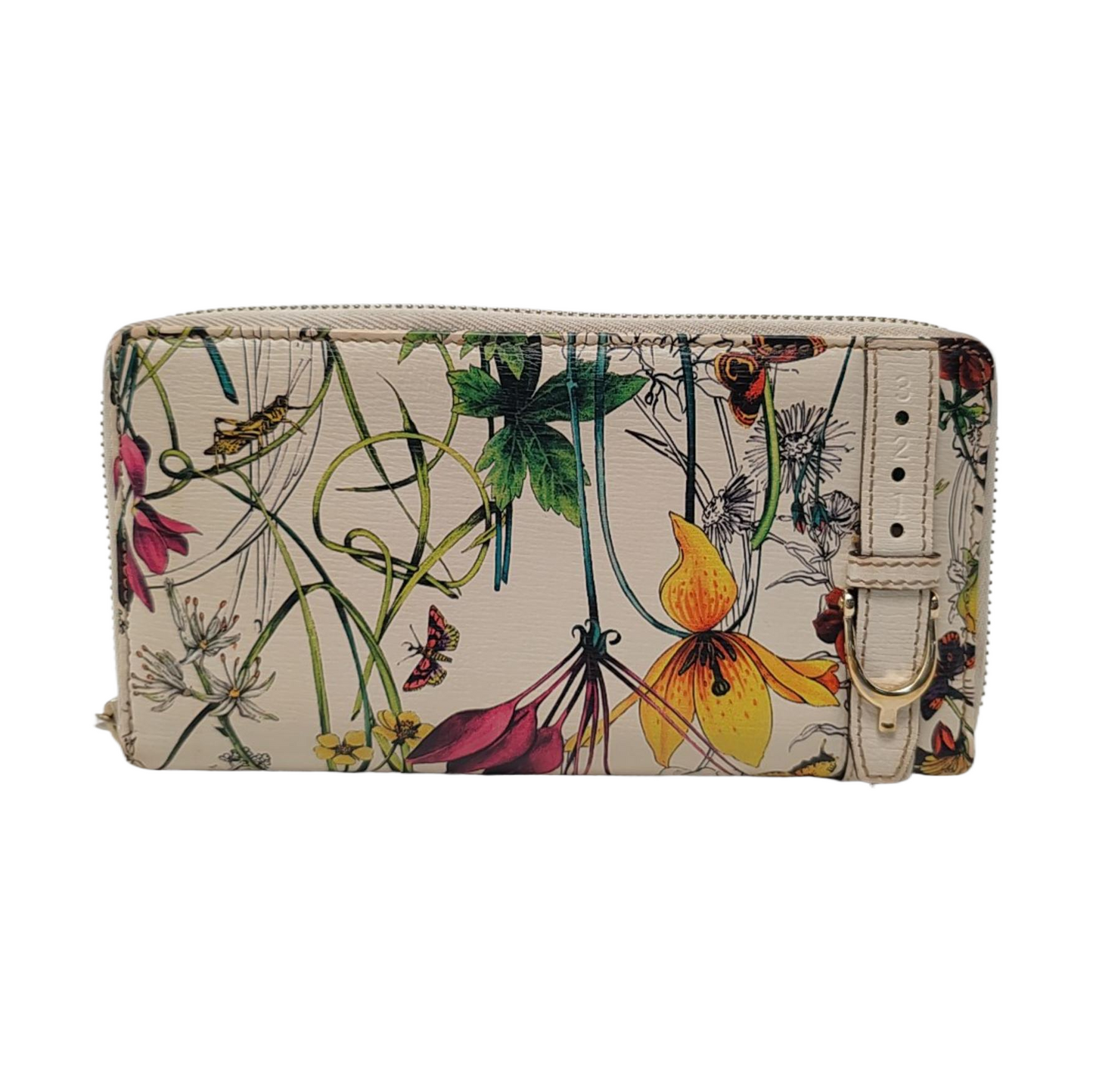 GUCCI Beige Cowhide Printed Wallet Golden hardware-(SKU)-955892936