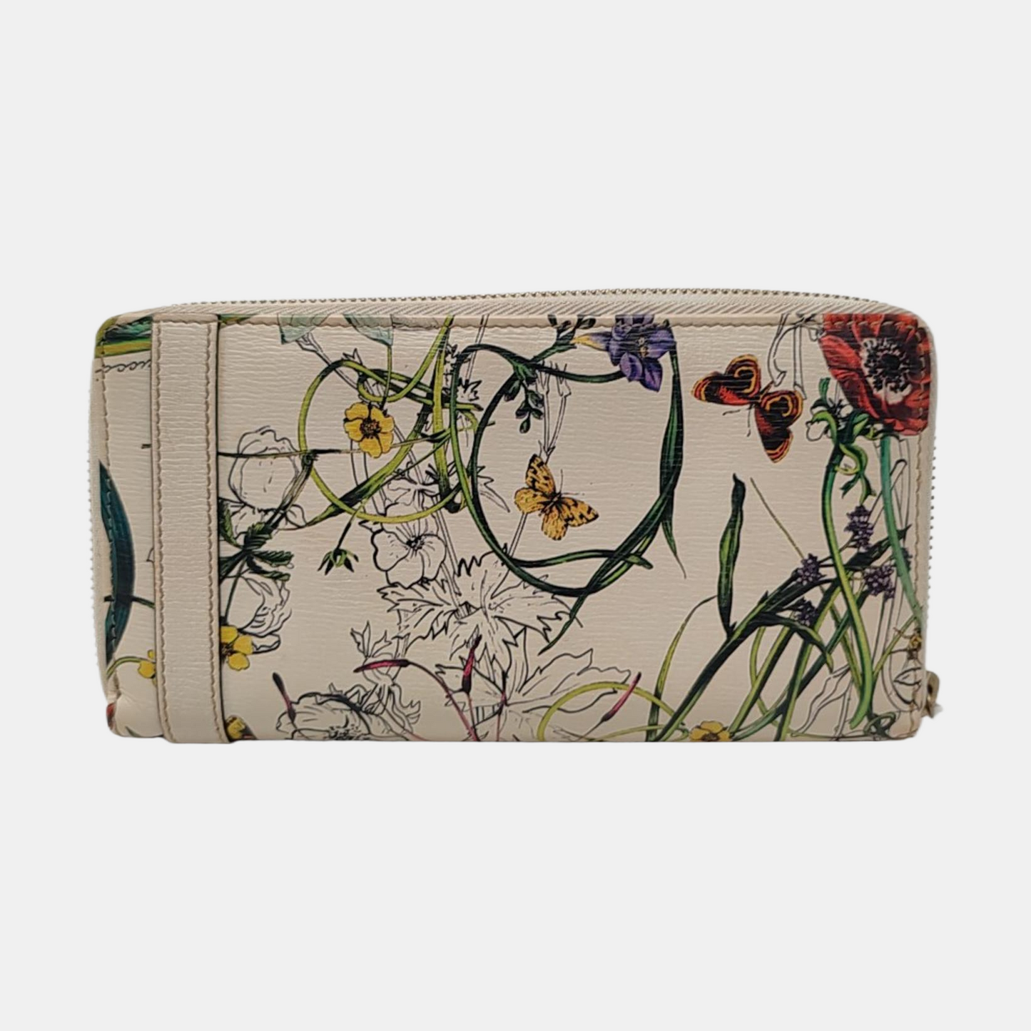 GUCCI Beige Cowhide Printed Wallet Golden hardware-(SKU)-955892936