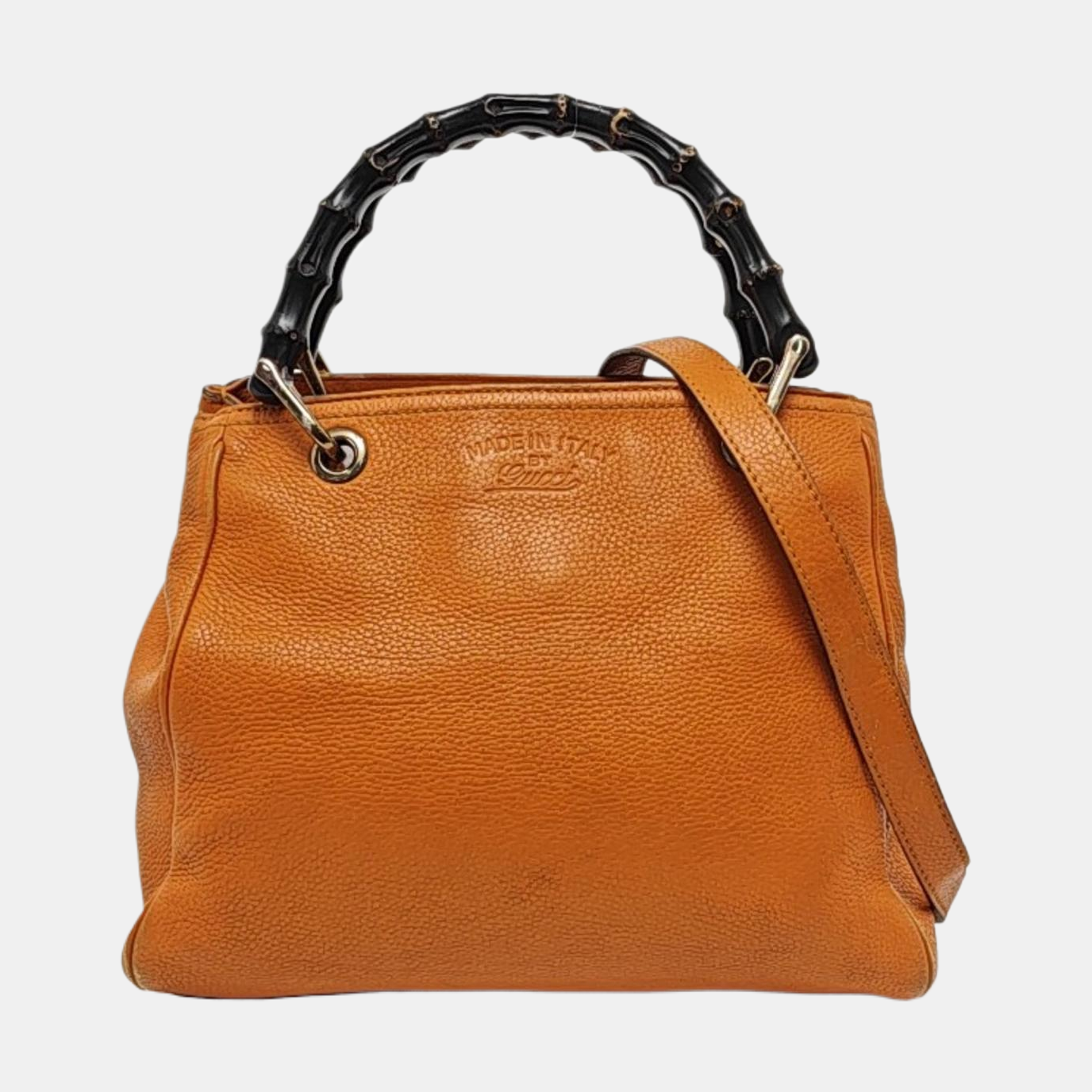 GUCCI Bamboo 1947 Ginger Yellow Calfskin Bamboo Handle Single Shoulder Bag Handbag Golden hardware Removable shoulder strap-(SKU)-956063224