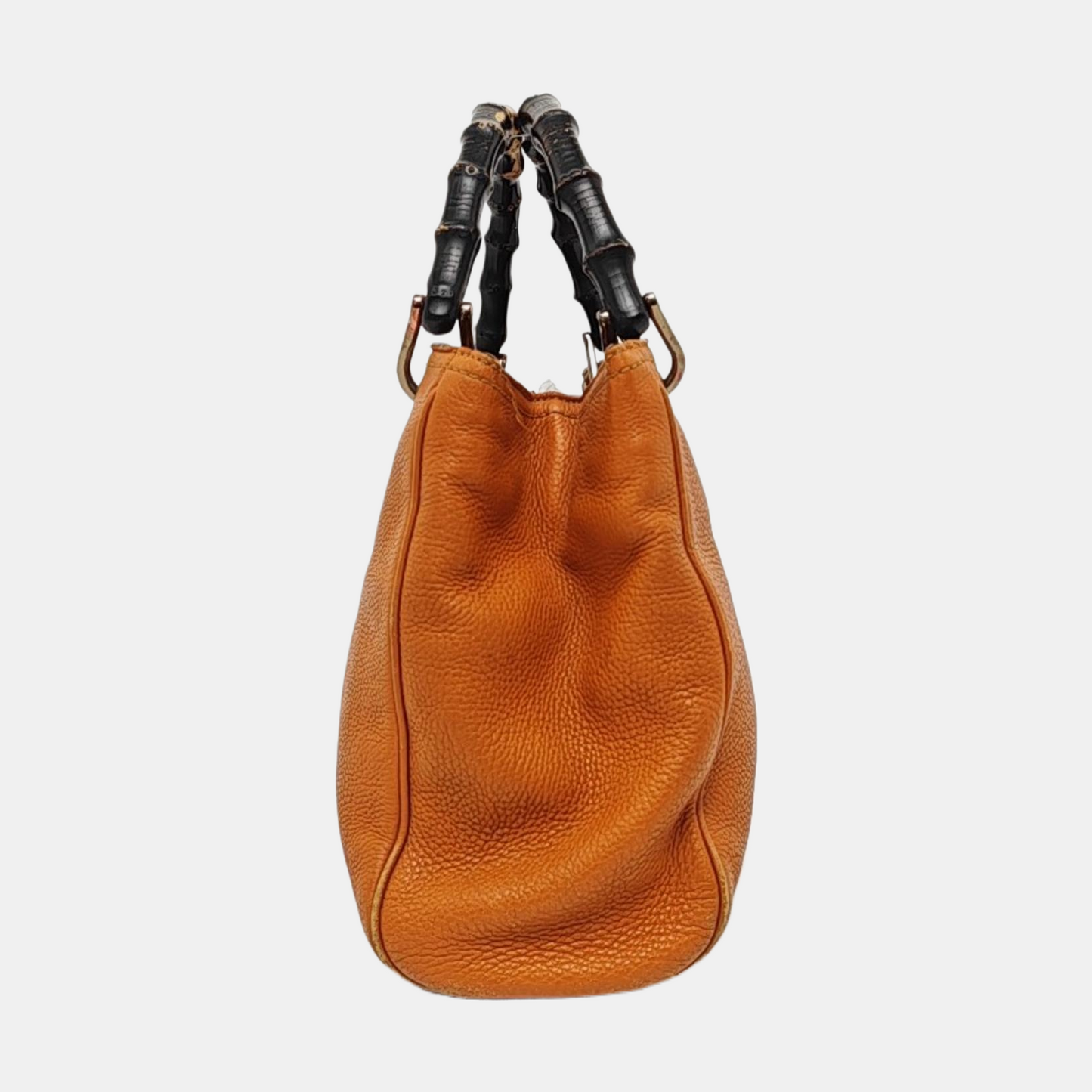 GUCCI Bamboo 1947 Ginger Yellow Calfskin Bamboo Handle Single Shoulder Bag Handbag Golden hardware Removable shoulder strap-(SKU)-956063224
