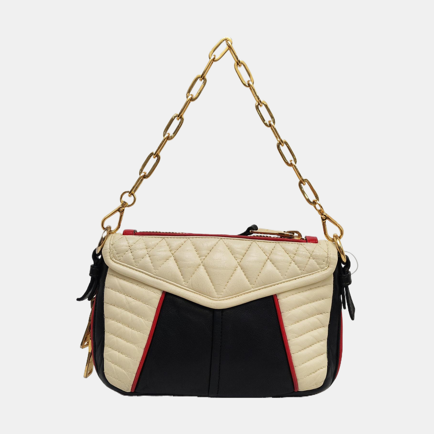 Miu Miu White Lamb Leather Quilted Shoulder Bag Tote Bag Golden hardware Removable shoulder strap-(SKU)-956072248