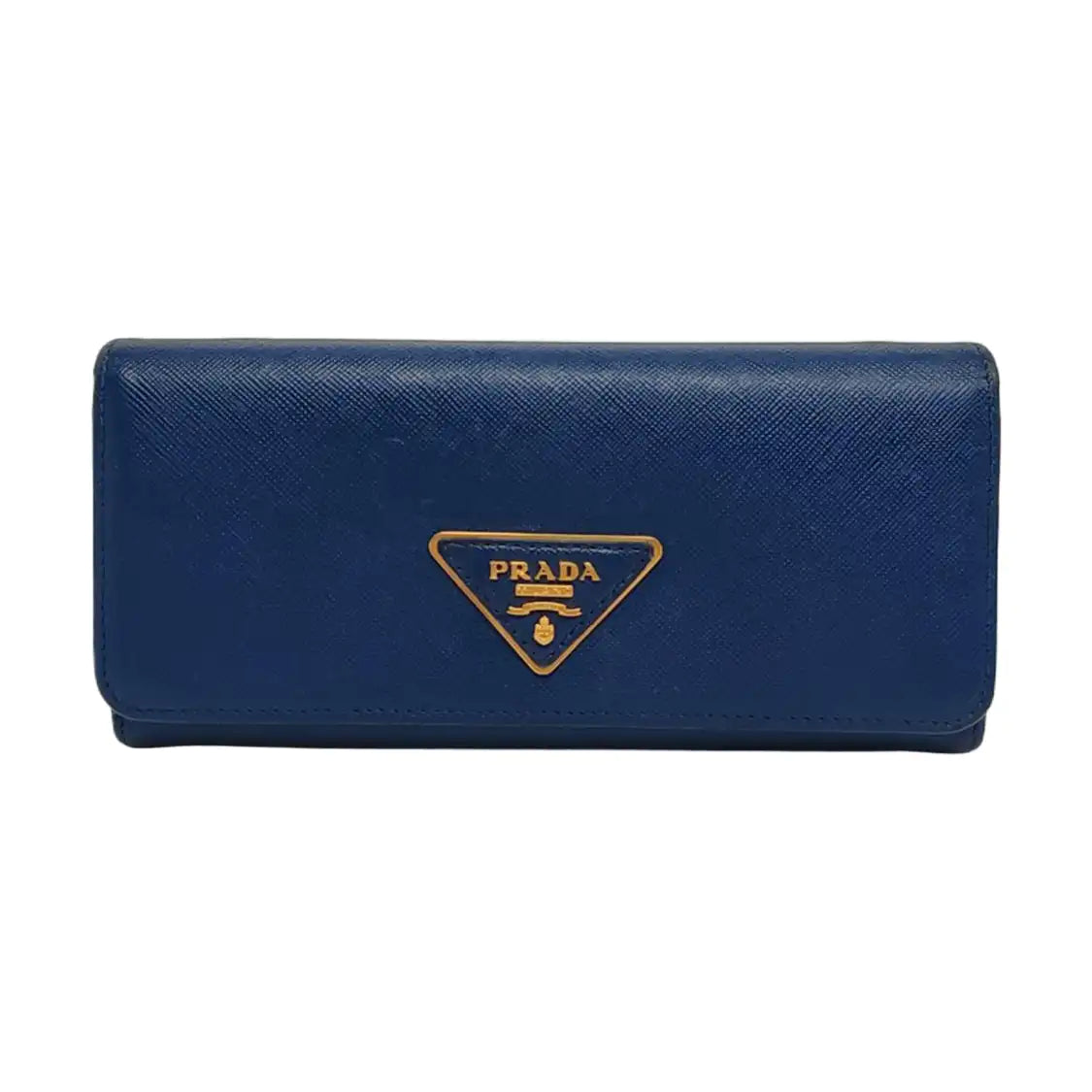 PRADA Blue Calfskin Logo Wallet Golden hardware-(SKU)-956067557