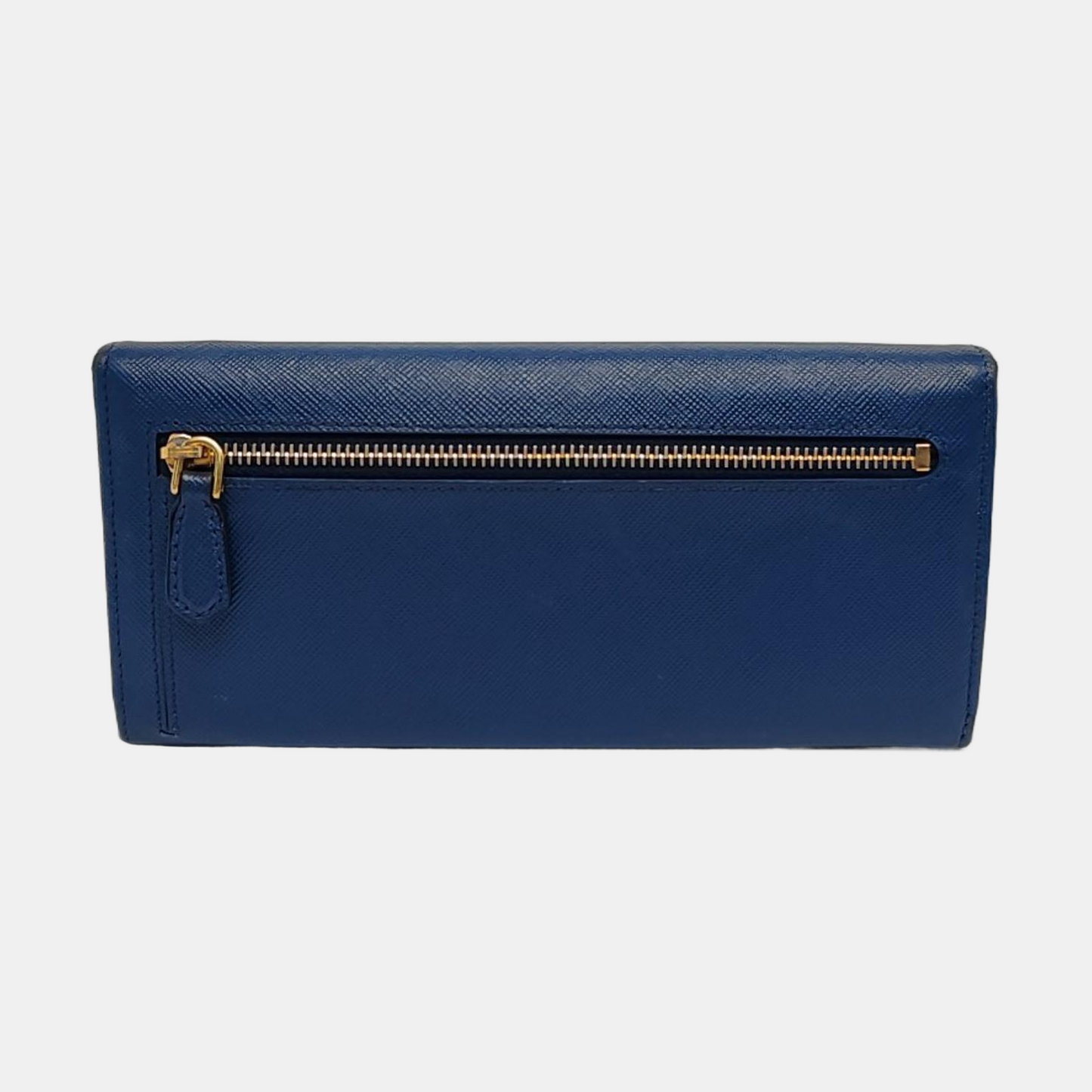 PRADA Blue Calfskin Logo Wallet Golden hardware-(SKU)-956067557