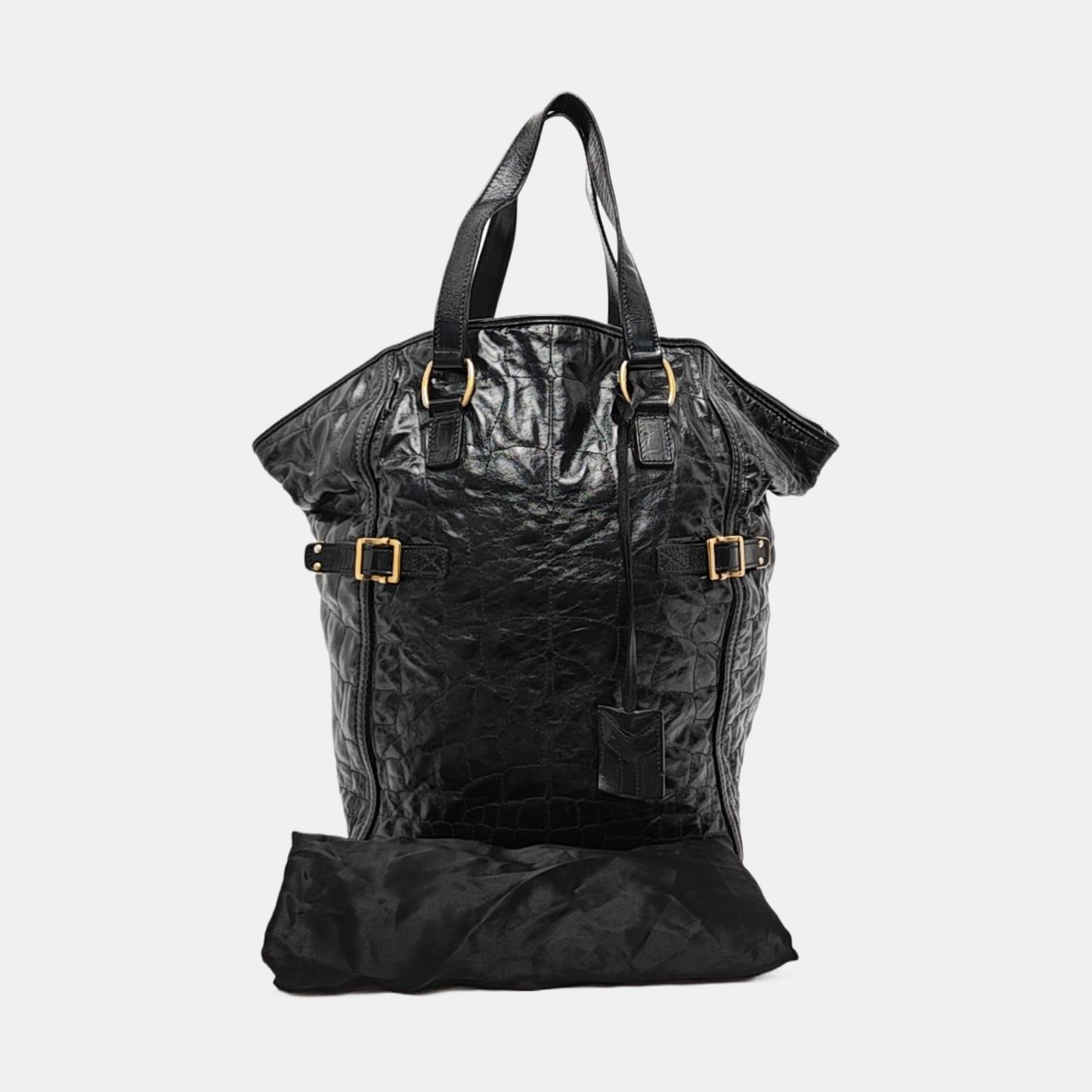 YSL DOWNTOWN CABASBlack牛皮铆钉,鳄鱼纹Handheld包-(SKU)-956018477