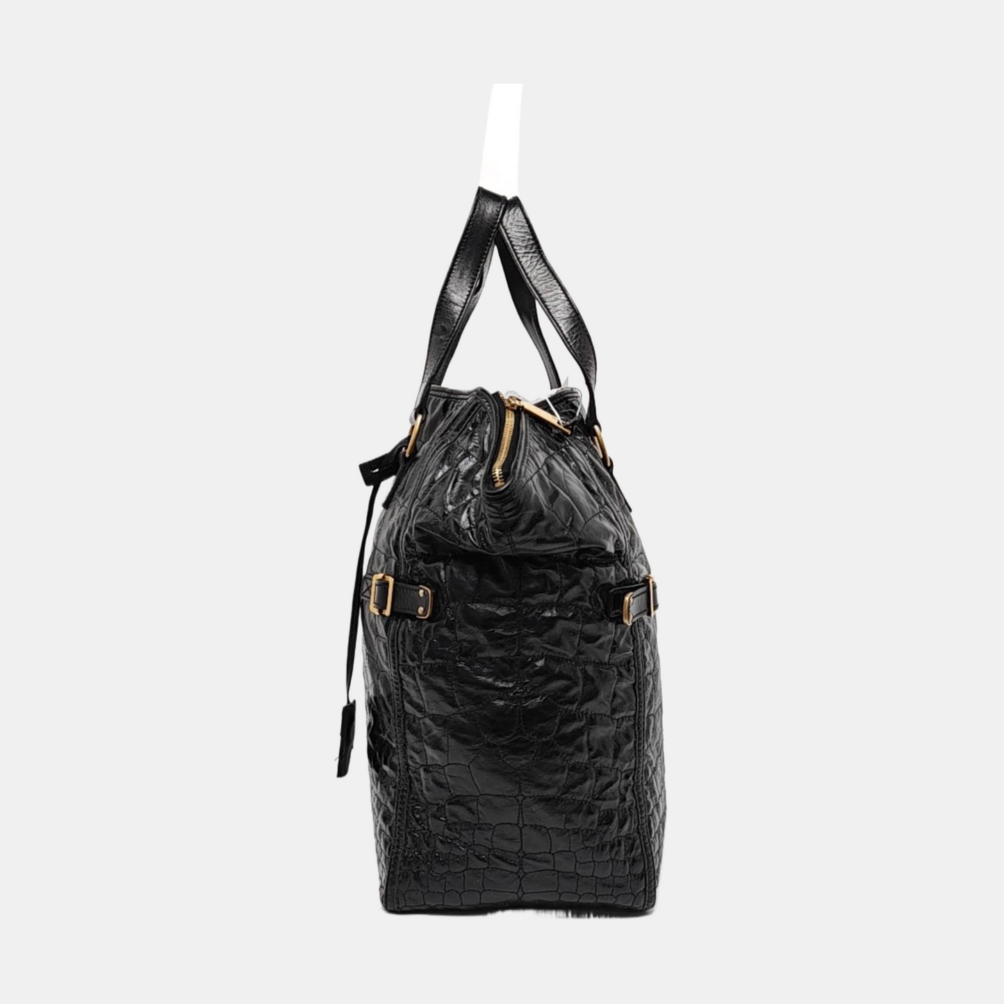 YSL DOWNTOWN CABASBlack牛皮铆钉,鳄鱼纹Handheld包-(SKU)-956018477