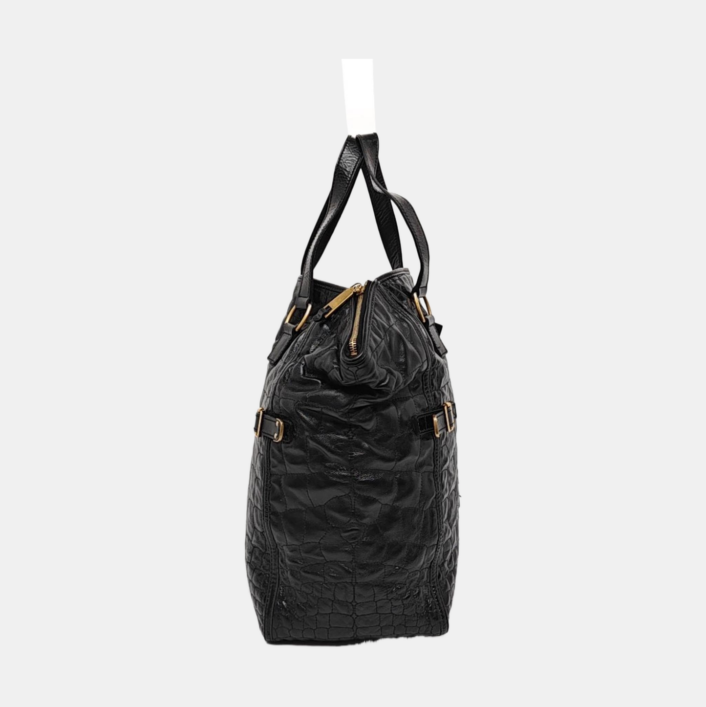 YSL DOWNTOWN CABASBlack牛皮铆钉,鳄鱼纹Handheld包-(SKU)-956018477