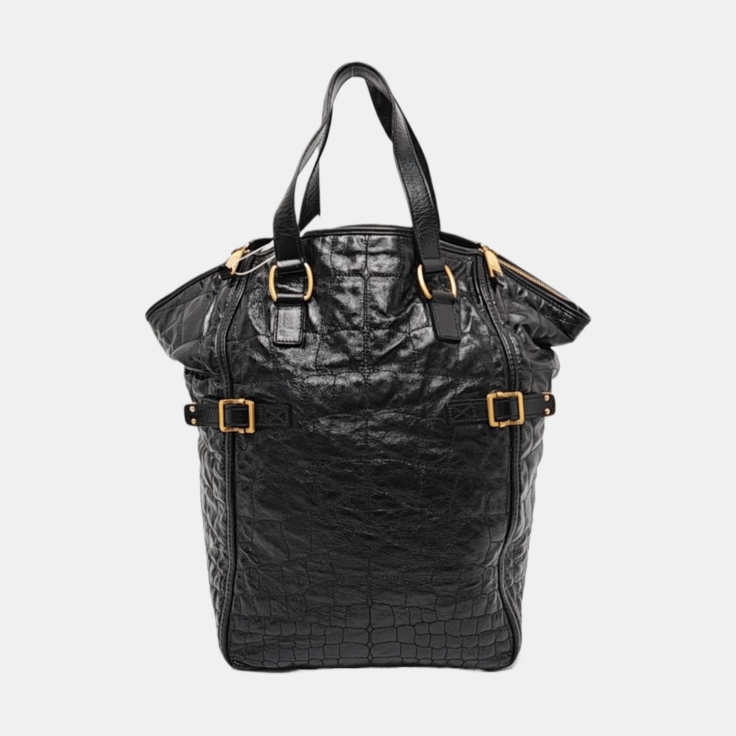 YSL DOWNTOWN CABASBlack牛皮铆钉,鳄鱼纹Handheld包-(SKU)-956018477