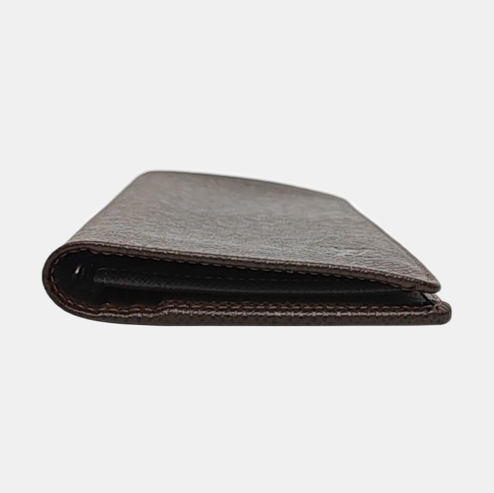 LOUIS VUITTON BRAZZA Brown Cowhide Wallet Silver Hardware Complete Accessories-(SKU)-956018546