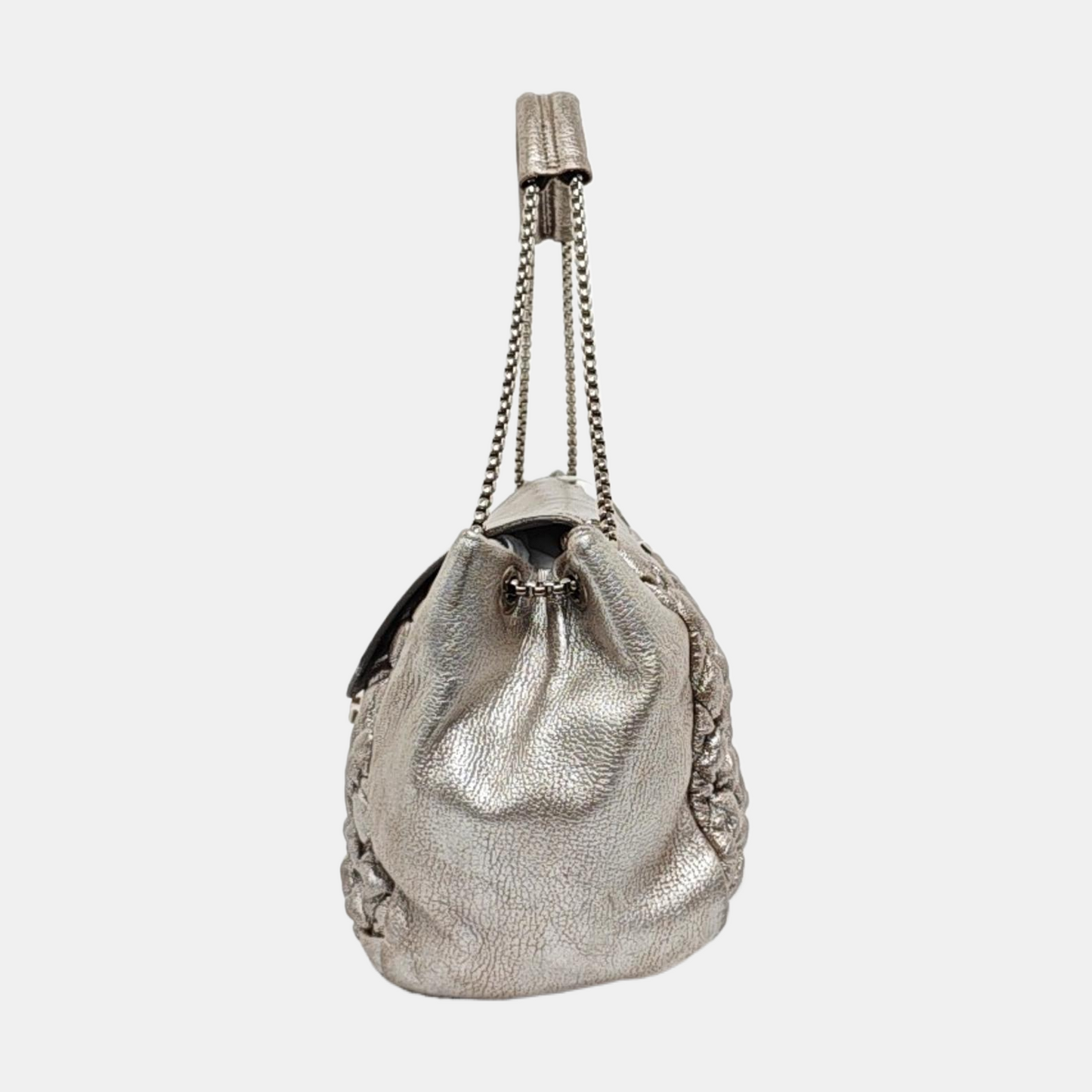 Alexander McQUEEN Silver Leather Quilted Single Shoulder Bag Tote Bag Silver Hardware-(SKU)-14444557