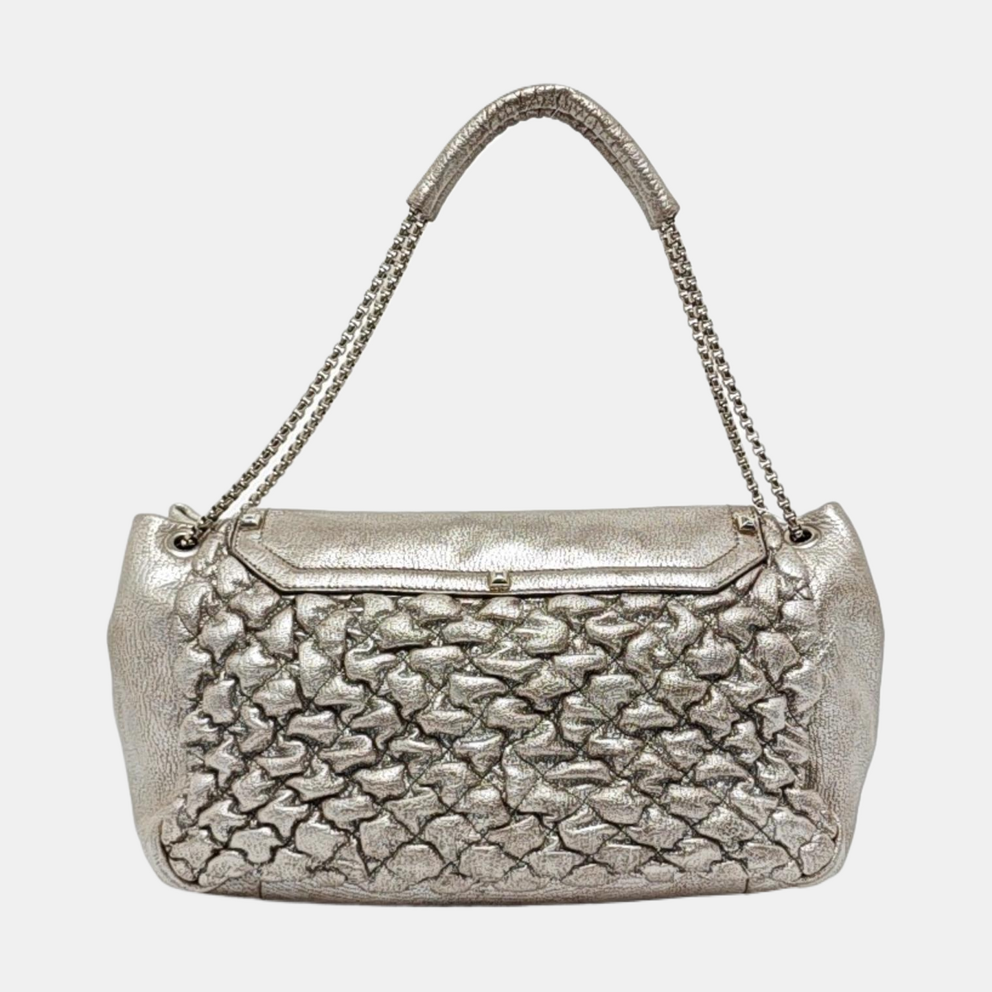 Alexander McQUEEN Silver Leather Quilted Single Shoulder Bag Tote Bag Silver Hardware-(SKU)-14444557