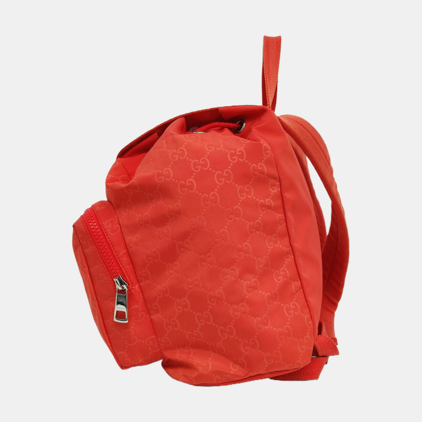 GUCCI Red Nylon Monogram Backpack Silver Hardware-(SKU)-956256558