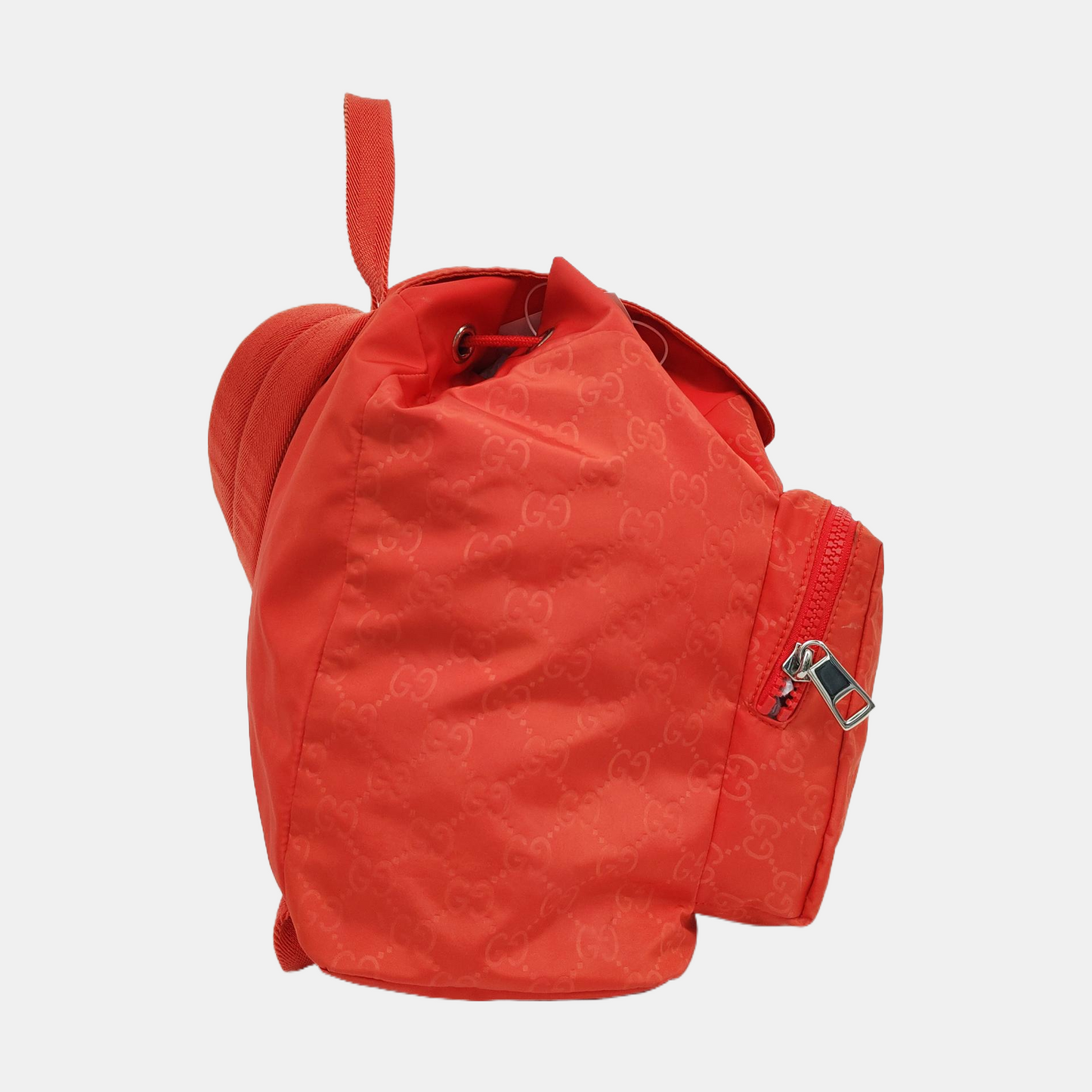 GUCCI Red Nylon Monogram Backpack Silver Hardware-(SKU)-956256558