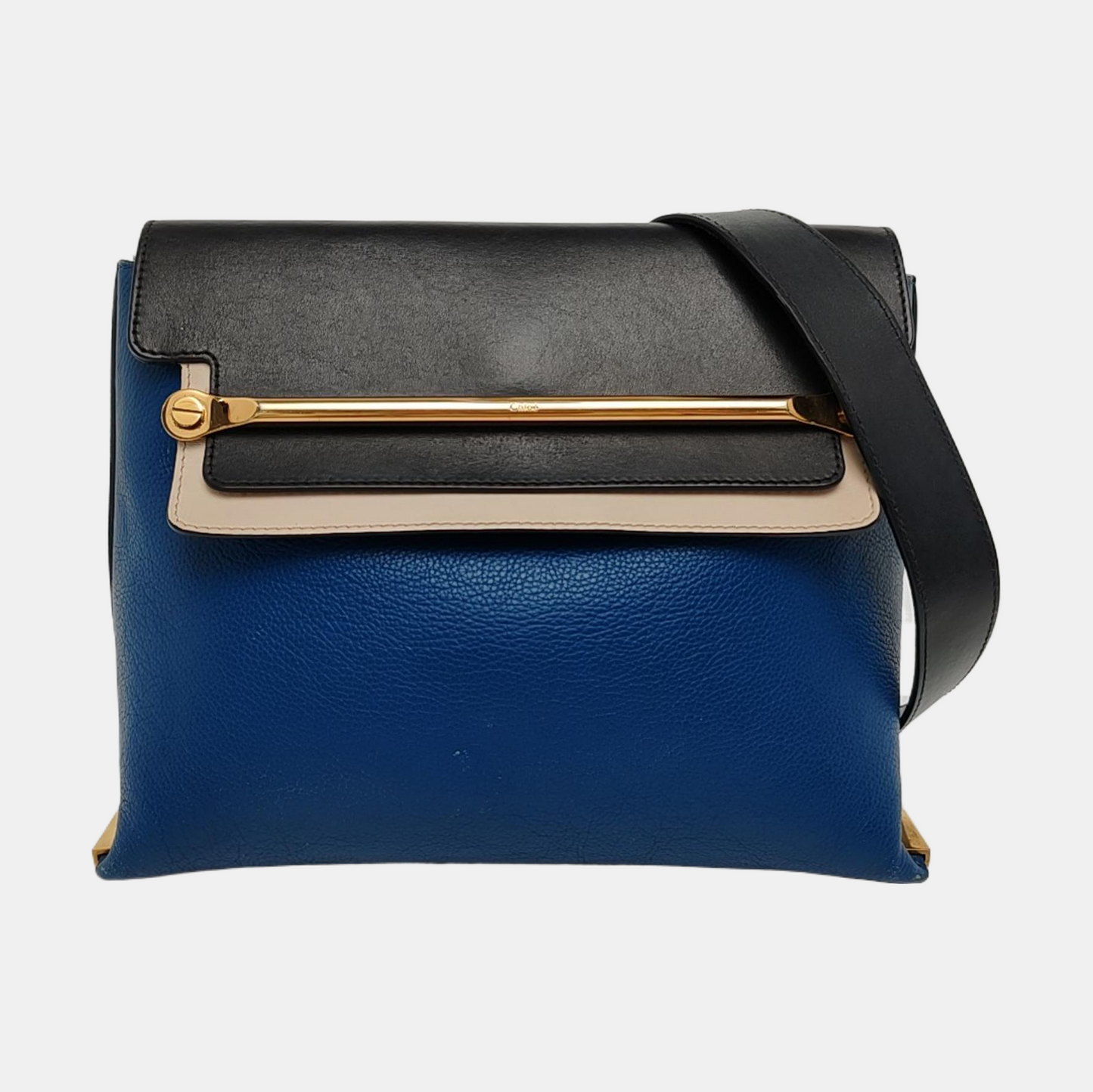 Chloé Clare Blue Cow Leather Crossbody Shoulder Bag with Shoulder Strap Golden hardware Removable shoulder strap-(SKU)-956245121