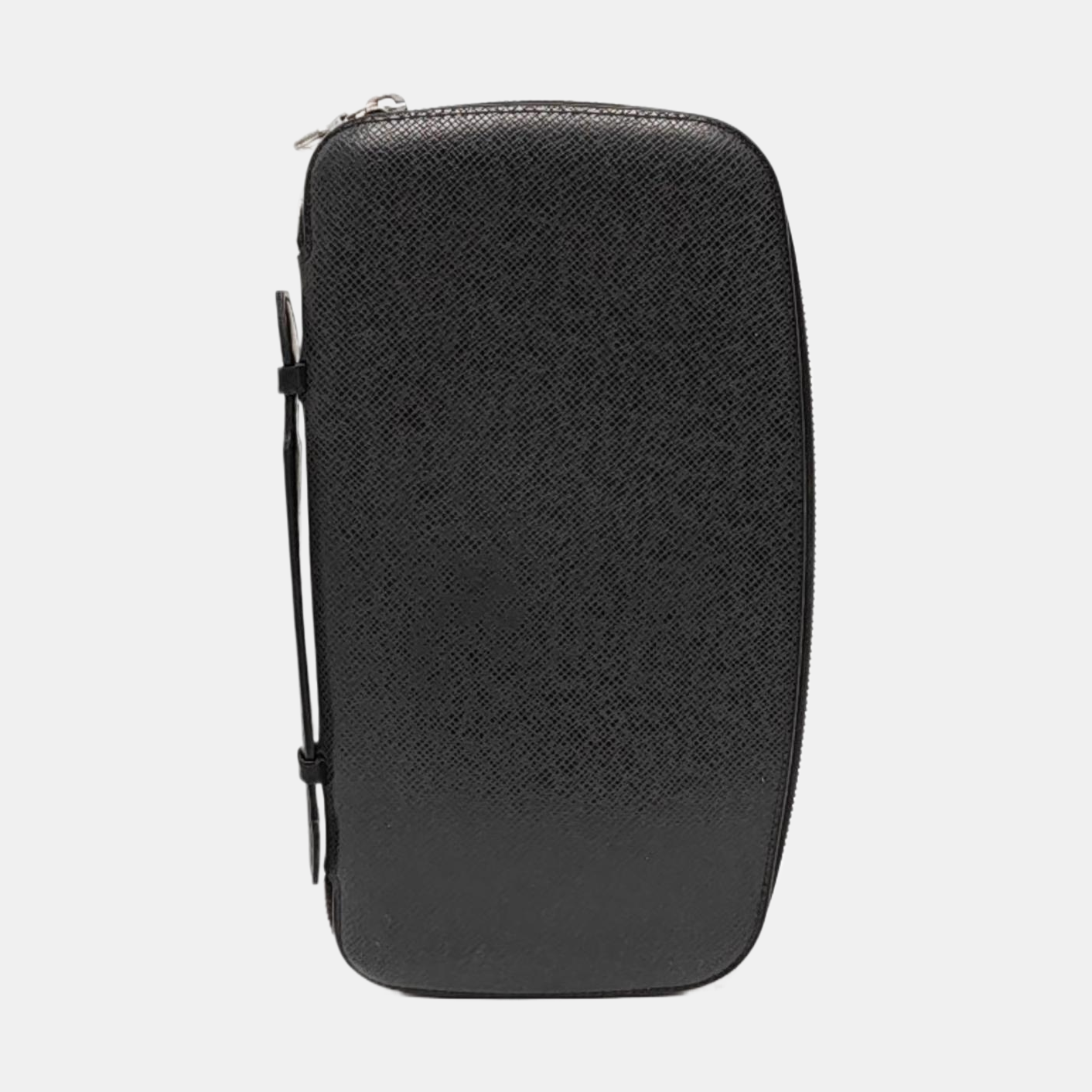 LOUIS VUITTON ATOLL Black Leather Clutch Handbag Silver Hardware-(SKU)-955895413