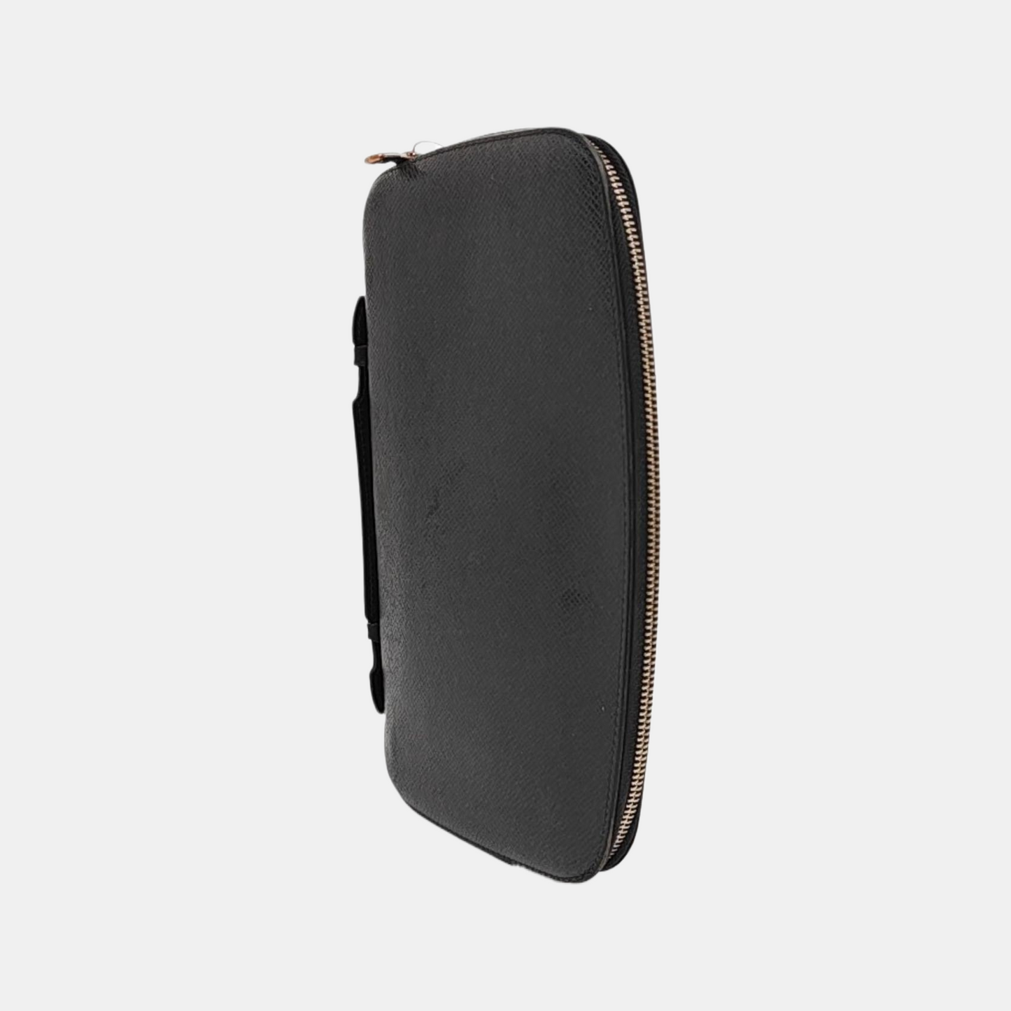 LOUIS VUITTON ATOLL Black Leather Clutch Handbag Silver Hardware-(SKU)-955895413