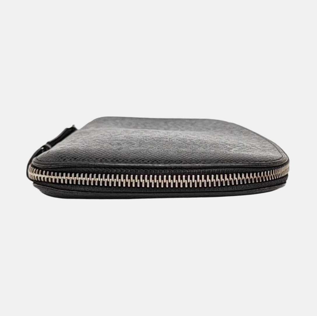 LOUIS VUITTON ATOLL Black Leather Clutch Handbag Silver Hardware-(SKU)-955895413