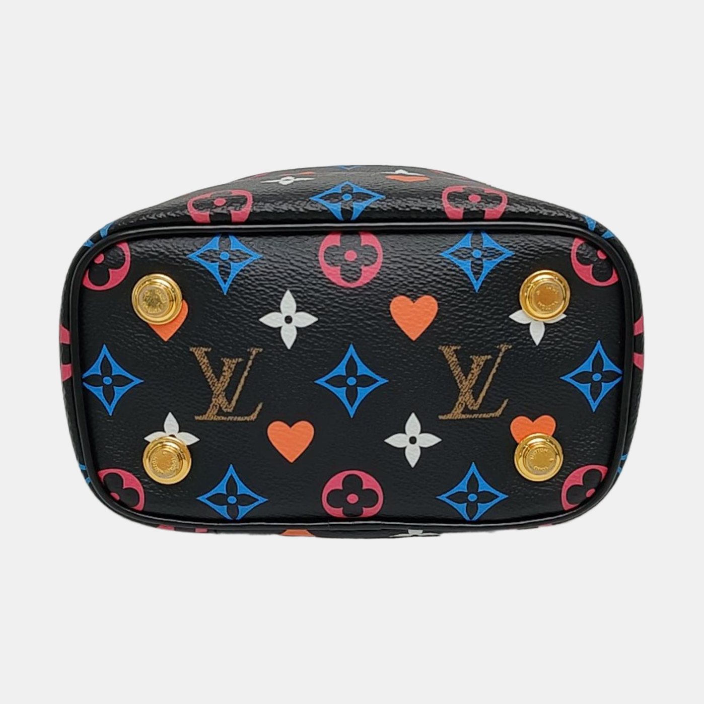 LOUIS VUITTON NICE Small Size Black Coated Canvas Printed Shoulder Bag, Tote Bag, Crossbody Bag with Golden Hardware and Detachable Strap-(SKU)-956355268
