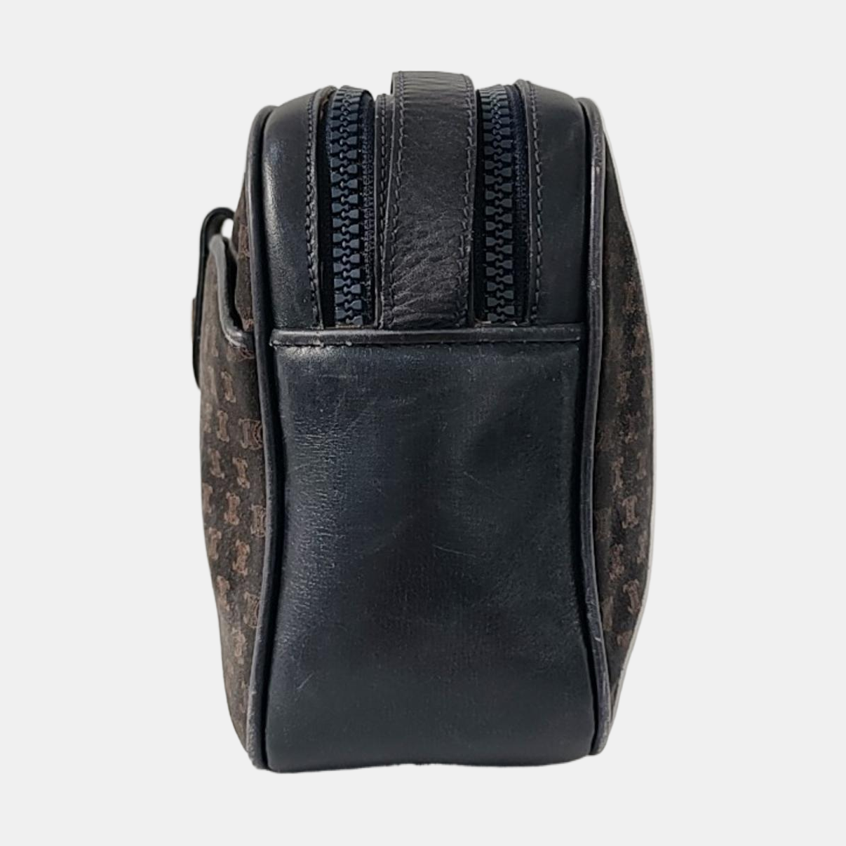 CELINE Camera Bag Black Velvet Leather Triumph Arch Crossbody Single Shoulder Bag Golden hardware-(SKU)-956103145