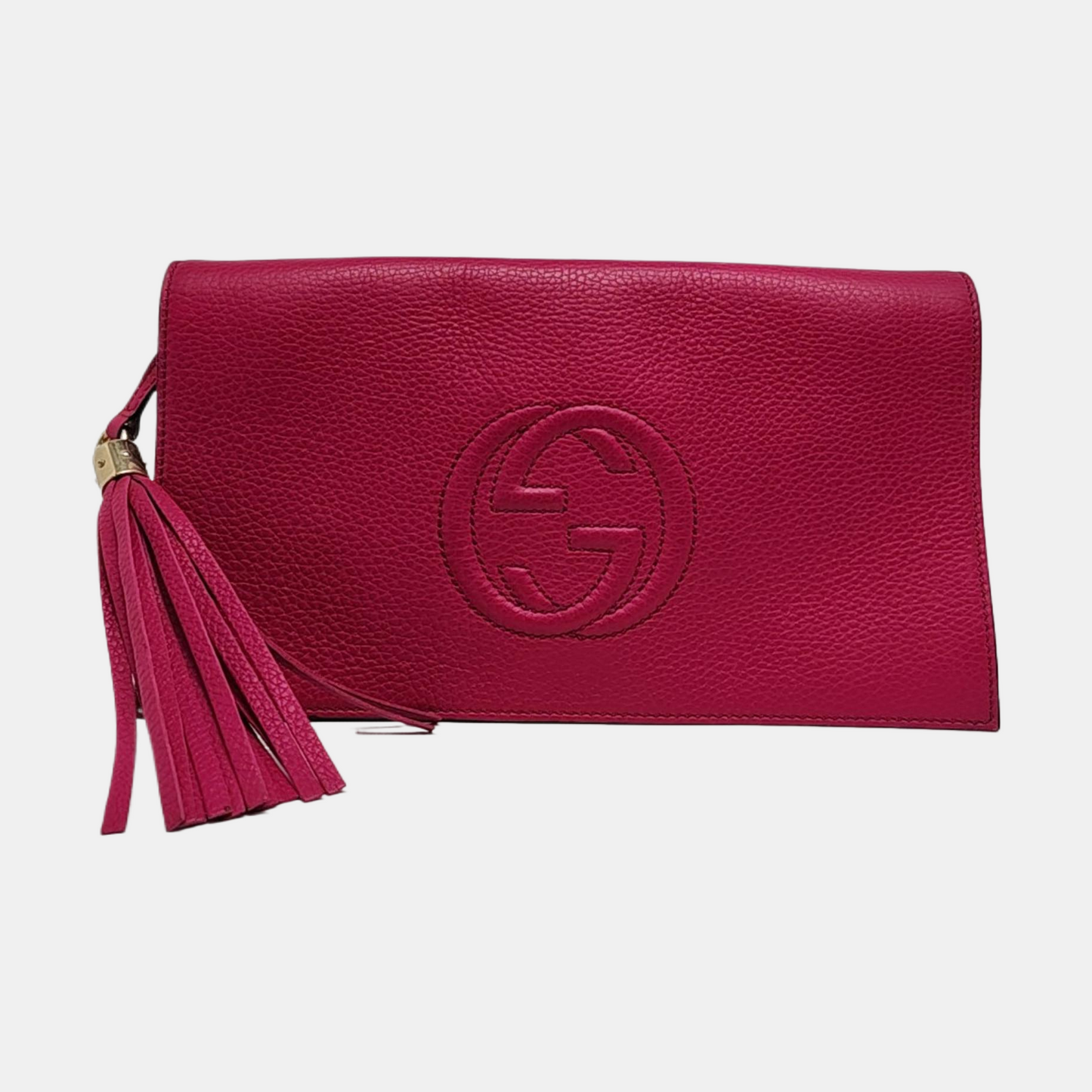 GUCCI Soho Pinkish-Purple Cowhide Clutch Bag Silver Hardware-(SKU)-956214199