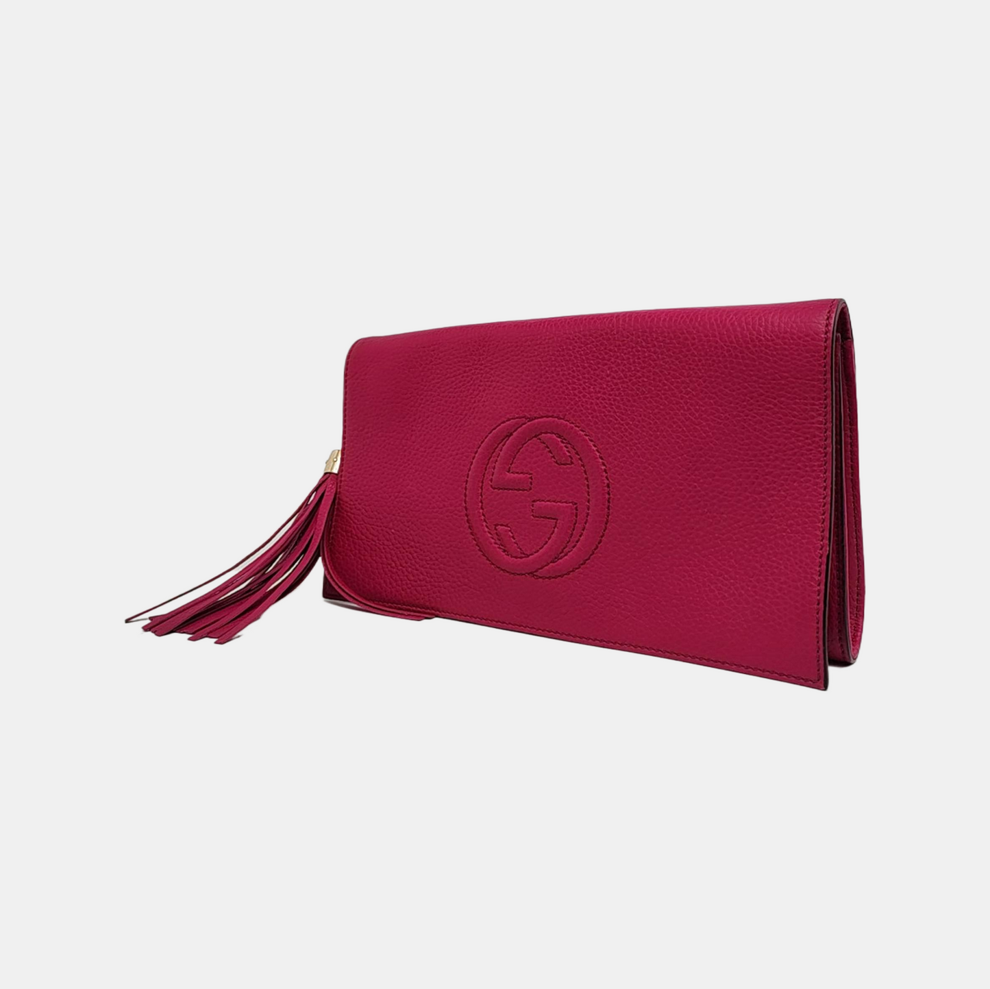 GUCCI Soho Pinkish-Purple Cowhide Clutch Bag Silver Hardware-(SKU)-956214199