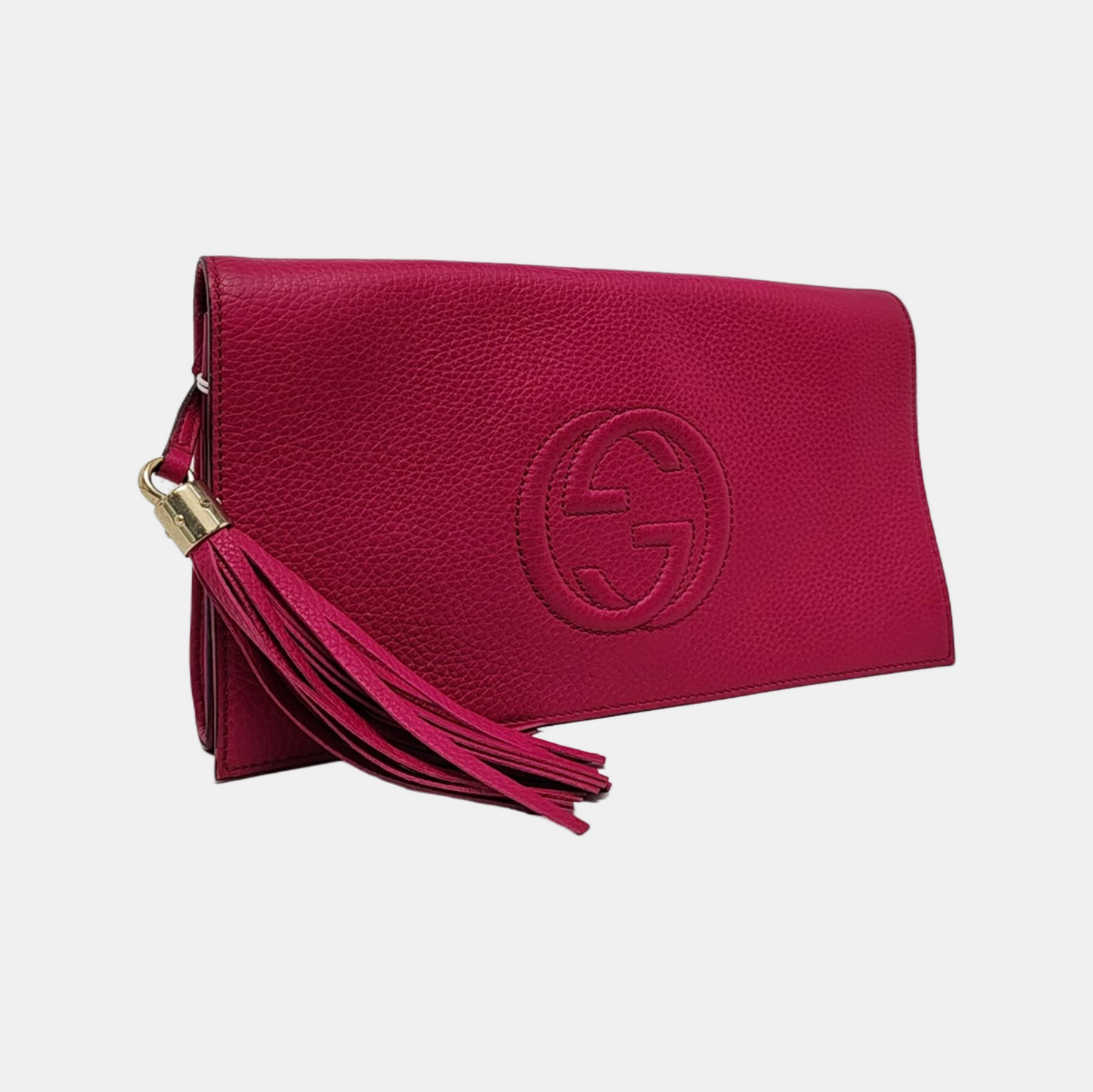 GUCCI Soho Pinkish-Purple Cowhide Clutch Bag Silver Hardware-(SKU)-956214199