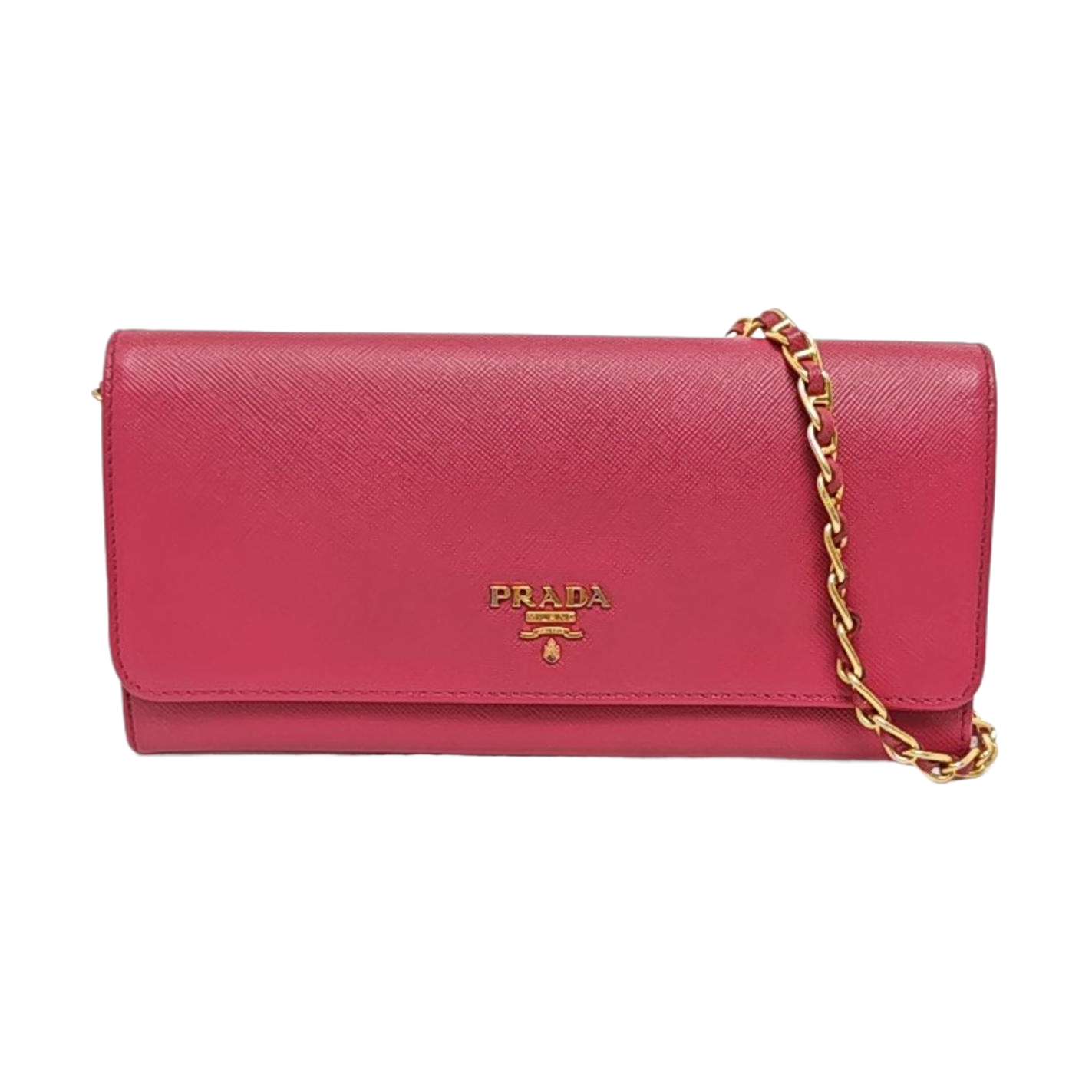 PRADA Pink Cowhide Crosshatch Crossbody and Shoulder Bag Golden hardware Removable shoulder strap-(SKU)-956276892