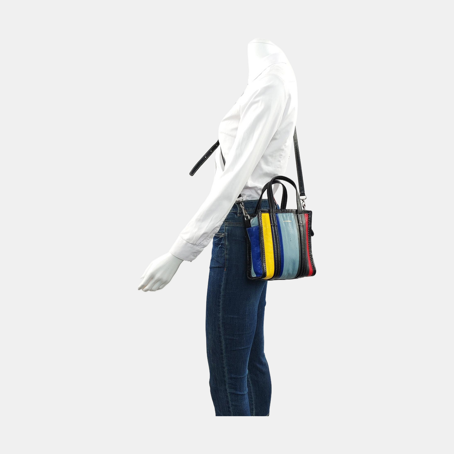 BALENCIAGA Bazar XXS Multicolor Sheepskin Single Shoulder Crossbody Handbag Silver Hardware Removable shoulder strap-(SKU)-952423256