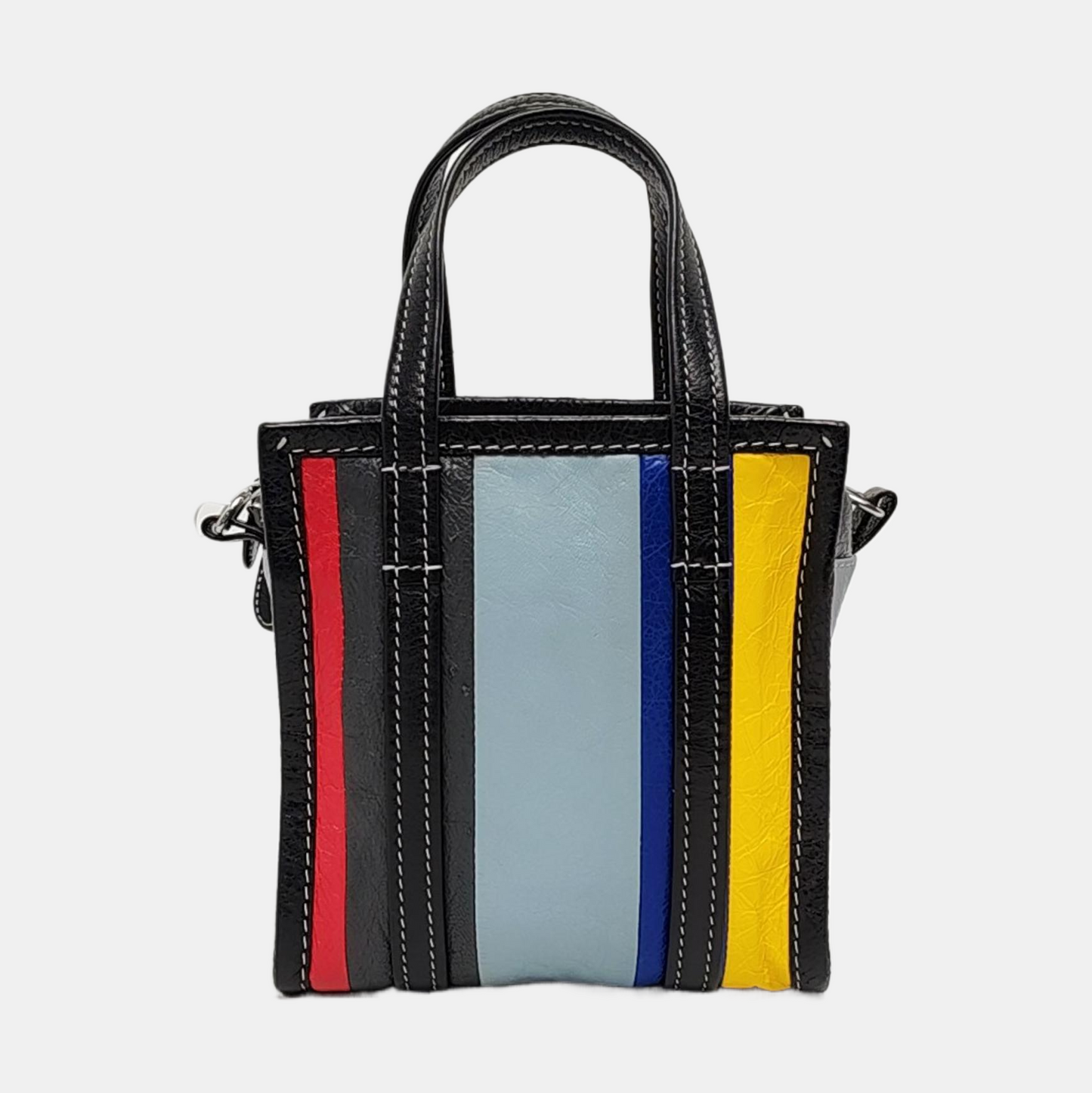 BALENCIAGA Bazar XXS Multicolor Sheepskin Single Shoulder Crossbody Handbag Silver Hardware Removable shoulder strap-(SKU)-952423256