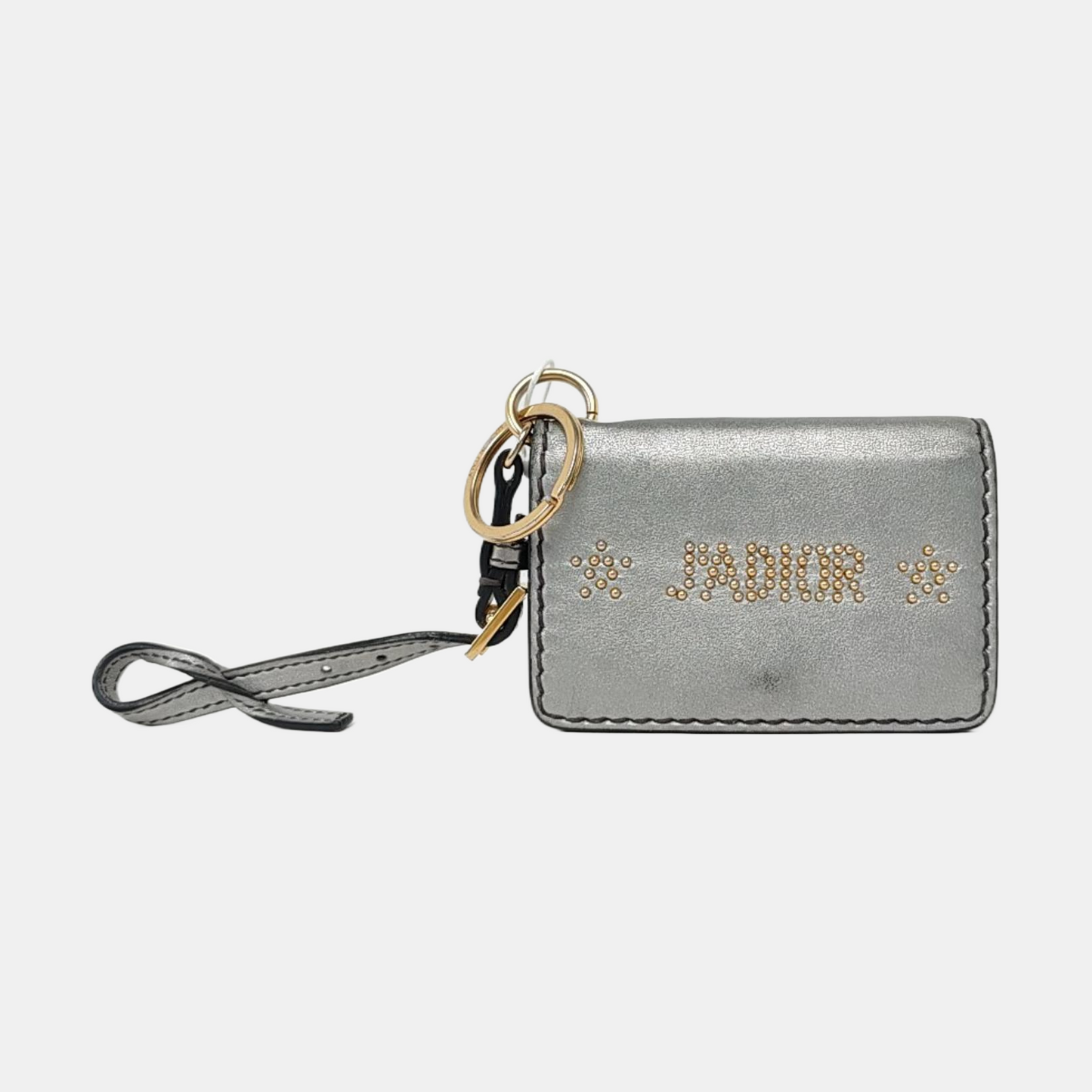 DIOR J'Adior Gray Cowhide Studs Card Case Golden hardware-(SKU)-956355272