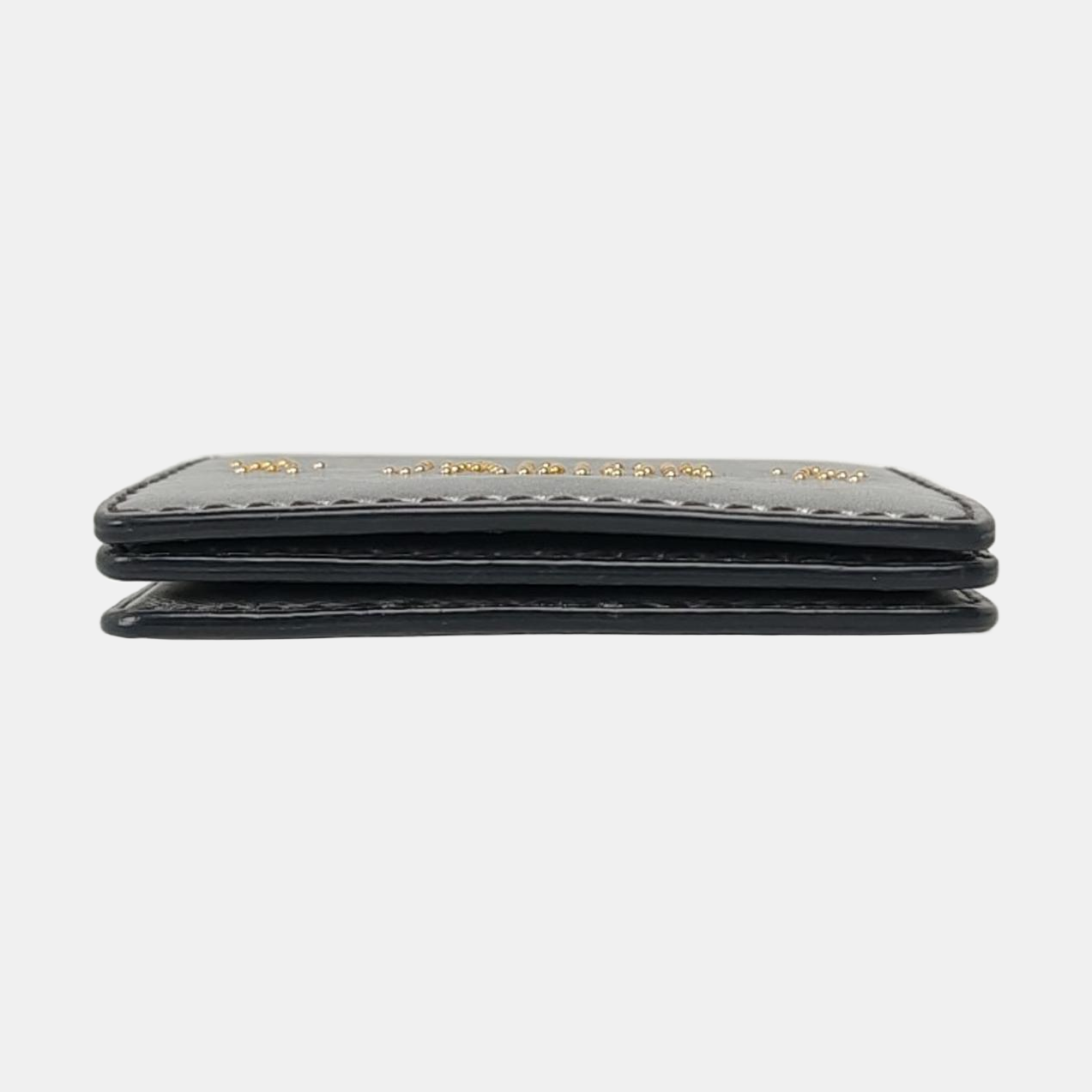 DIOR J'Adior Gray Cowhide Studs Card Case Golden hardware-(SKU)-956355272