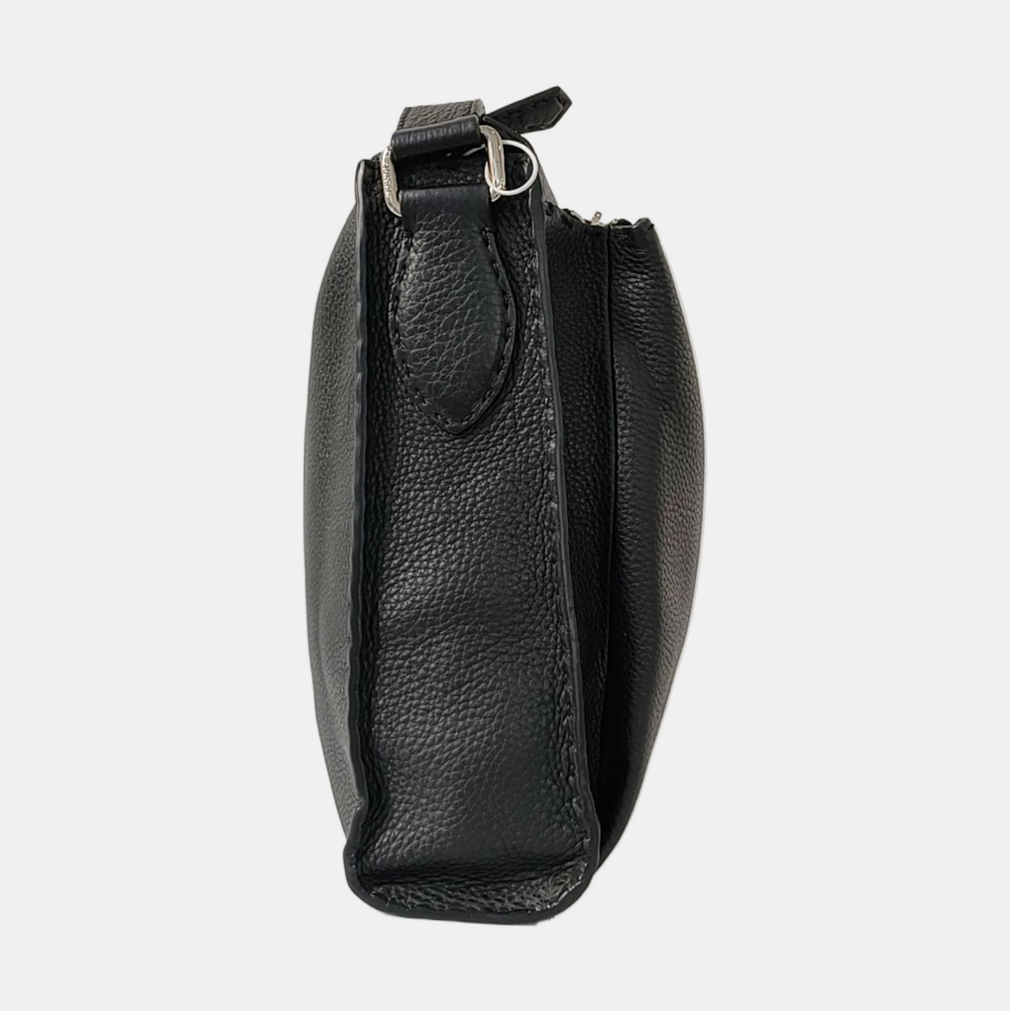 FENDI Black Cowhide Single Shoulder Bag Crossbody Bag Silver Hardware-(SKU)-940042749