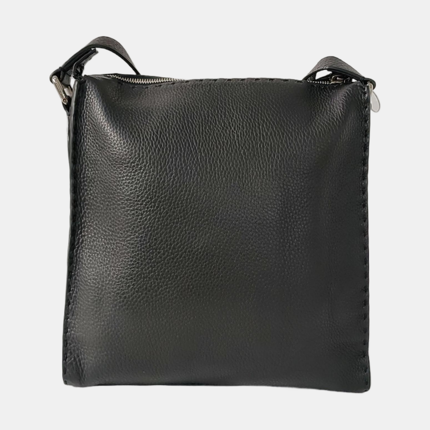 FENDI Black Cowhide Single Shoulder Bag Crossbody Bag Silver Hardware-(SKU)-940042749