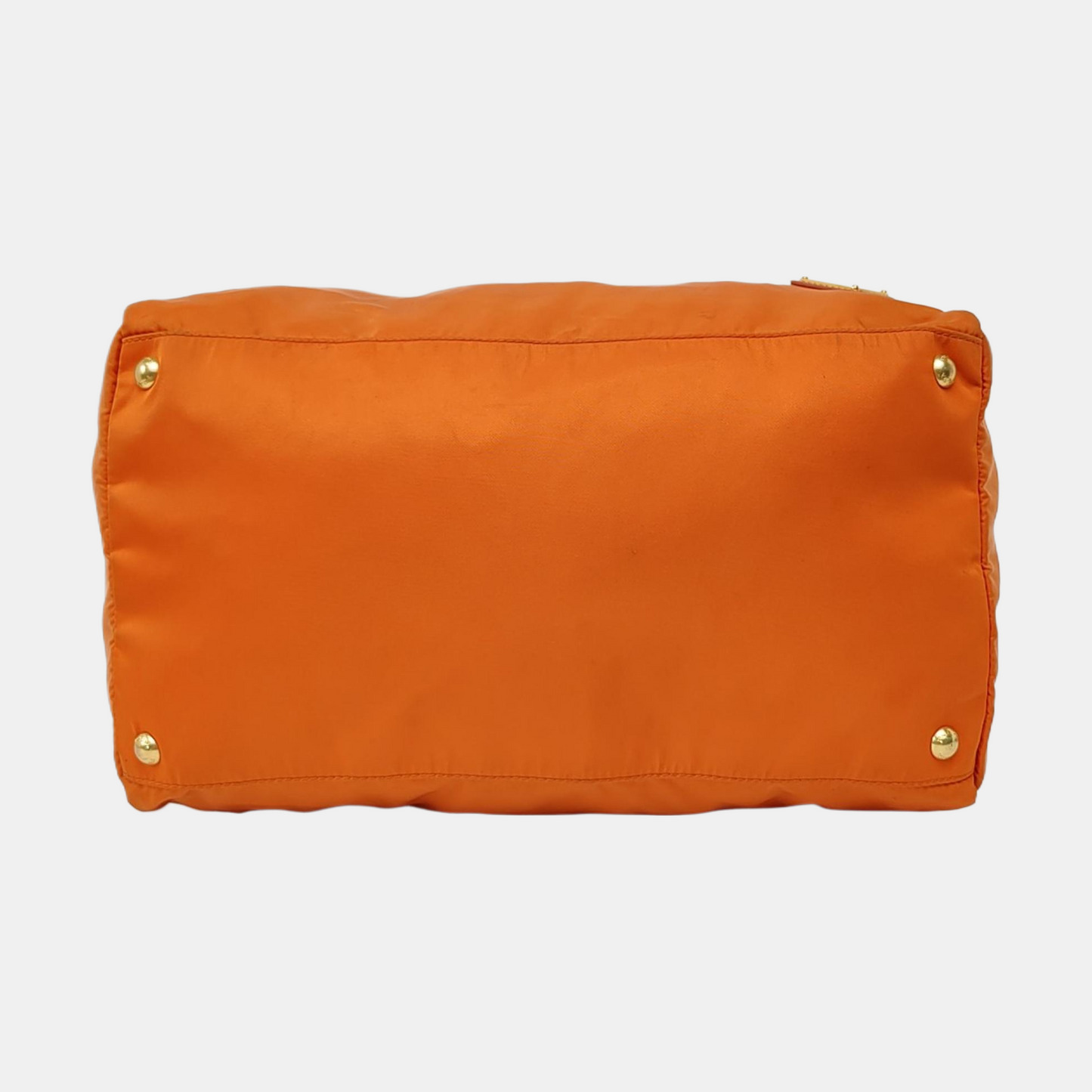 PRADA Tote bag Orange Nylon Logo Crossbody Bag Handbag Single Shoulder Bag Golden hardware Removable shoulder strap-(SKU)-955823365